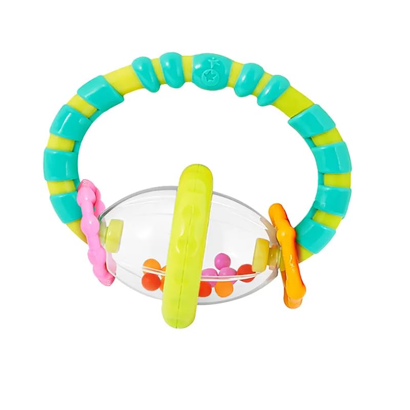 Bright Starts Grab & Spin Baby Rattle & BPA-Free Teether Toy, Ages 3 Months+