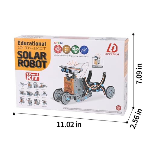 Lucky Doug Toys for Ages 8-13, 12-in-1 STEM Solar Robot Kit Toys Gifts for Kids 8 9 10 11 12 13 Years Old, Educational Building Science Experiment Set Birthday for Kids Boys Girls