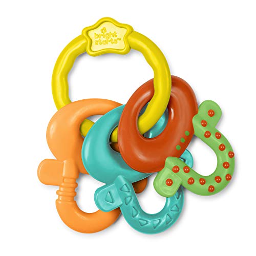 Bright Starts Grab & Spin Baby Rattle & BPA-Free Teether Toy, Ages 3 Months+