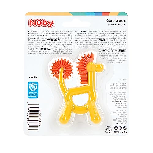 Nuby Geo Zoos Massaging Teether - Baby Teething Toy - Soft Easy Grip - 3+ Months - Elephant