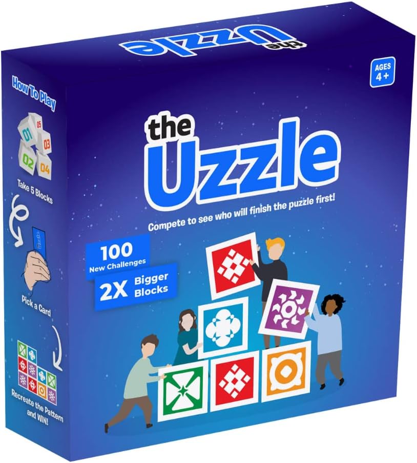 The Uzzle 3.0 Board Game, Family Board Games for Children & Adults, Block Puzzle Games for Ages 4+