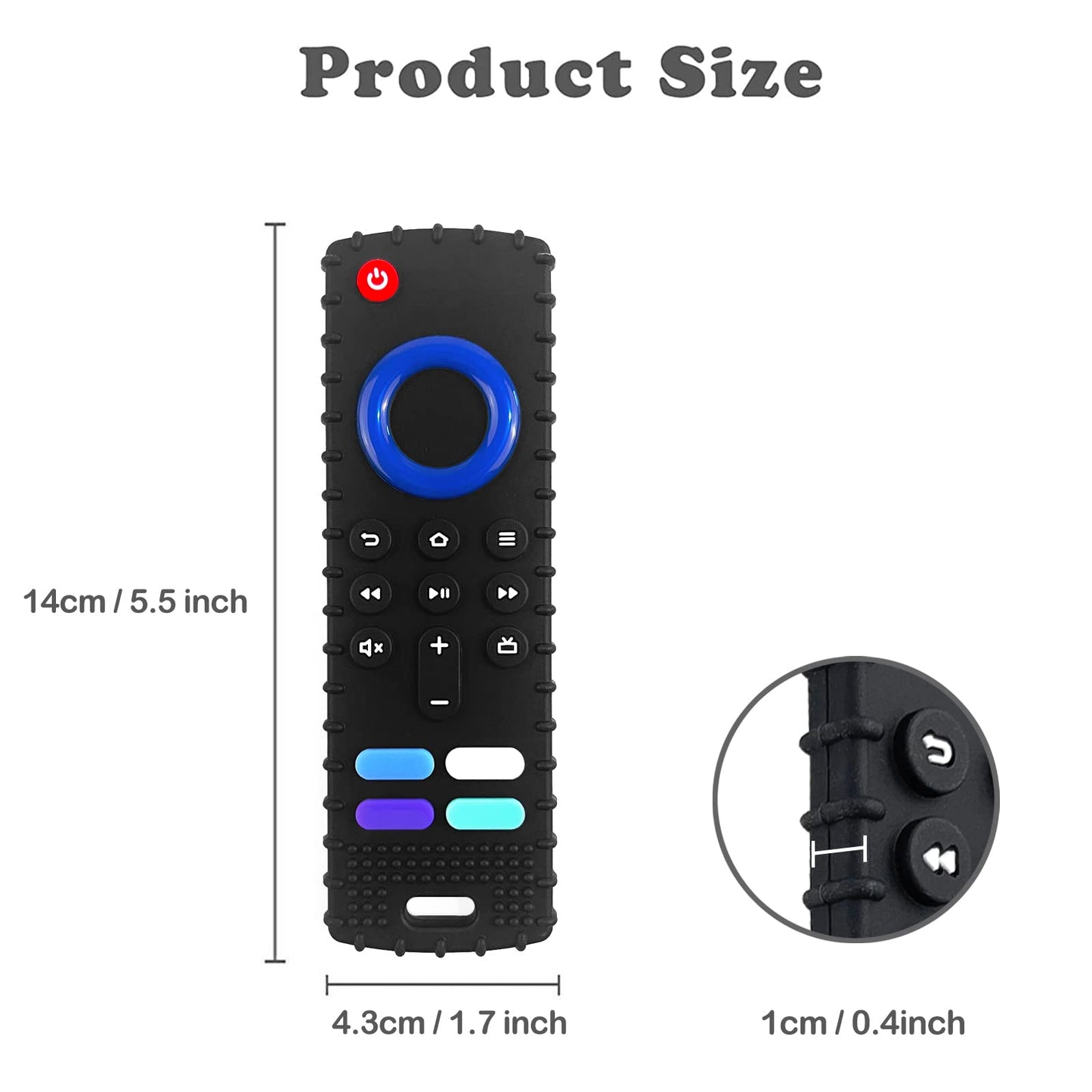 YAPROMO Baby Teething Toys,Reomte Teether Toys, Silicone Chew Toy for Babies 18+ Months, Remote Control Shape Teething Toys, Early Educational Toy BPA Free & Refrigerator Safe (Black02 & Pink01)