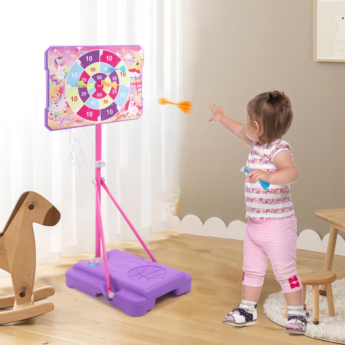 Meland Kids Basketball Hoop, Adjustable Height 3.4ft-6.2ft Toddler Basketball Hoop for Kids Basketball Goal Indoor Outdoor Toys Outside Toys for Boys 3-8