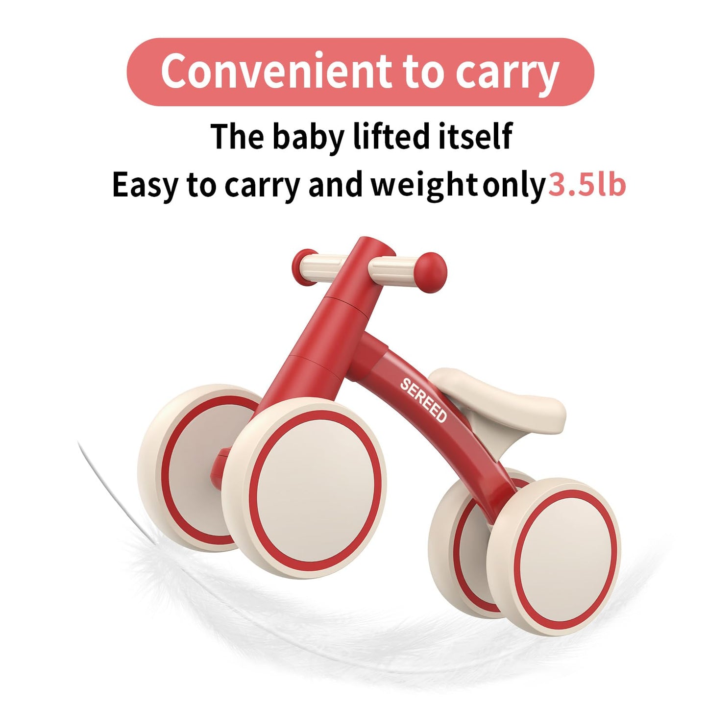 SEREED Baby Balance Bike for 1 Year Old Boys Girls 12-24 Month Toddler Balance Bike, 4 Wheels Toddler First Bike, First Birthday Gifts