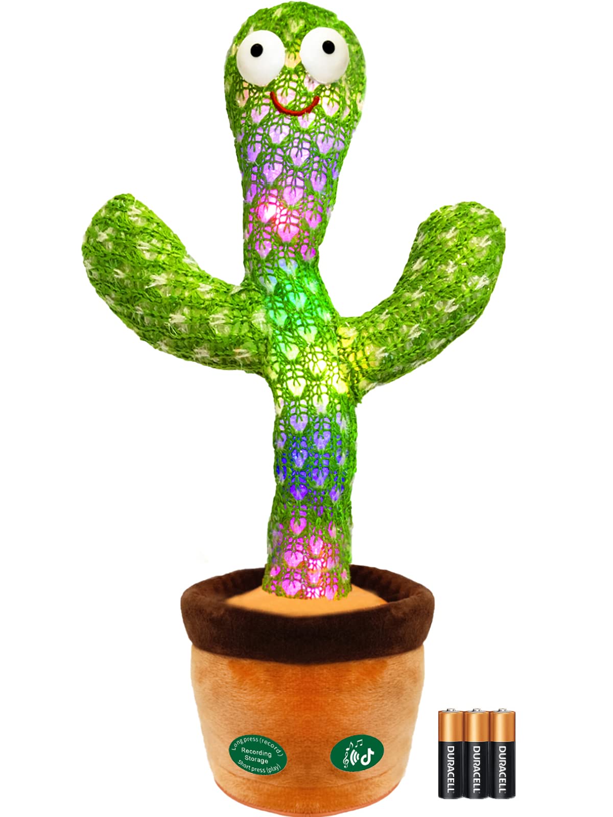 Pbooo Dancing Talking Cactus Mimicking Toy,Talking Repeat Singing Sunny Cactus Toy 120 Pcs Songs for Baby 15S Record Your Sound Sing+Dancing+Recording+LED