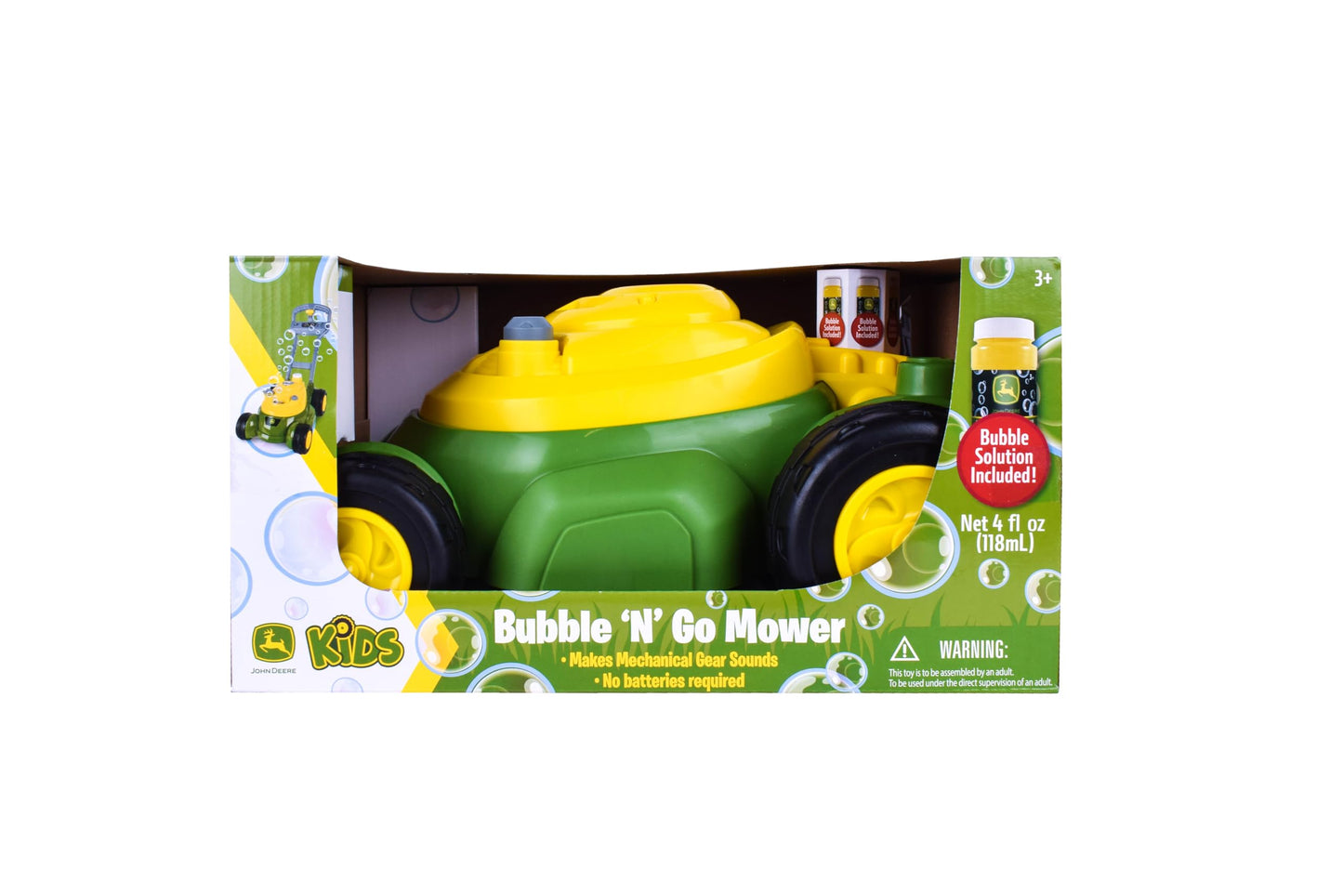 John Deere Bubble Lawn Mower for Toddlers, Bubble Blowing Machines, Indoor and Outdoor Gardening Toy, Birthday, Party Favor for Preschool Girls and Boys, No Batteries Required, 2+