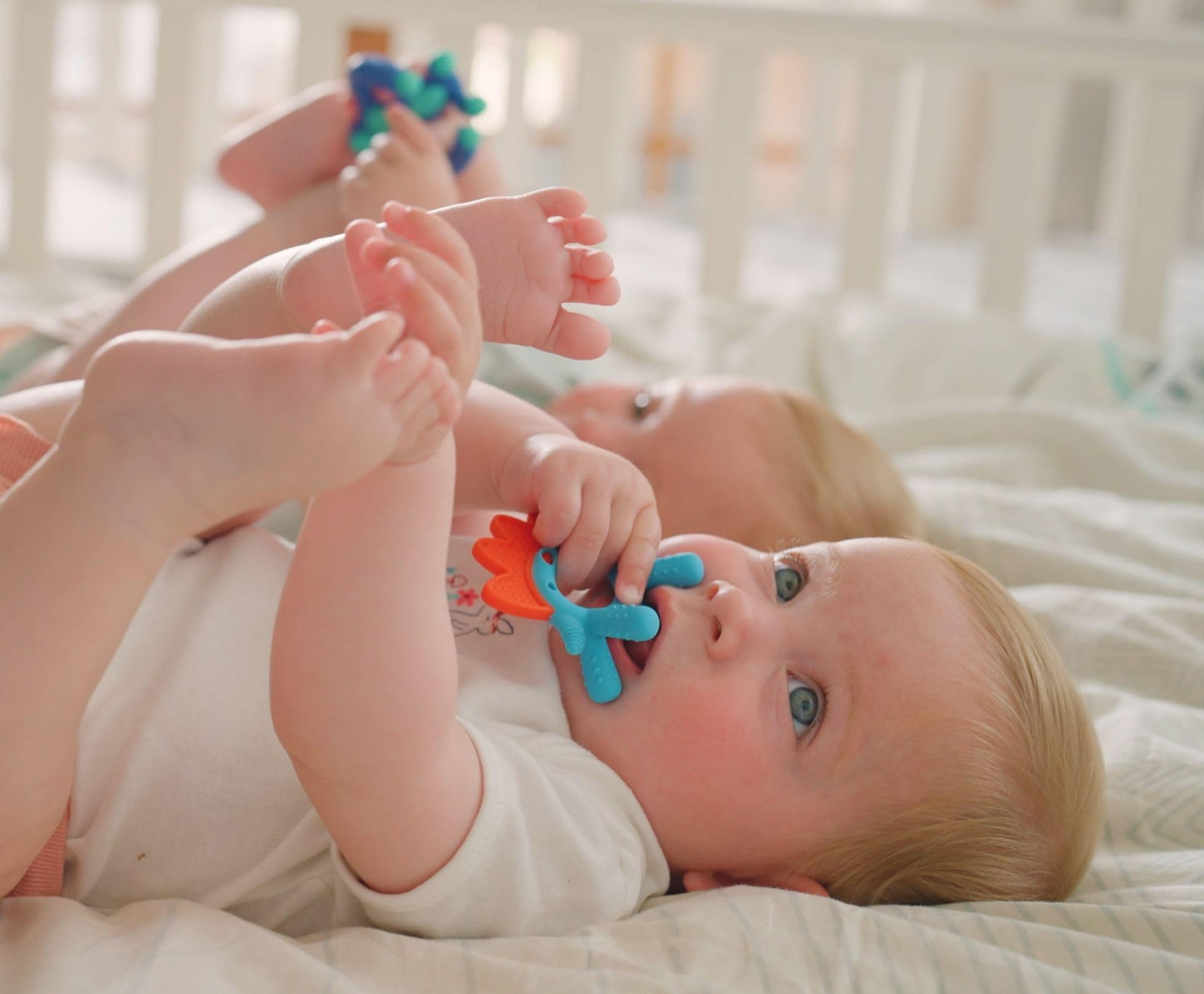 Nuby Geo Zoos Massaging Teether - Baby Teething Toy - Soft Easy Grip - 3+ Months - Elephant