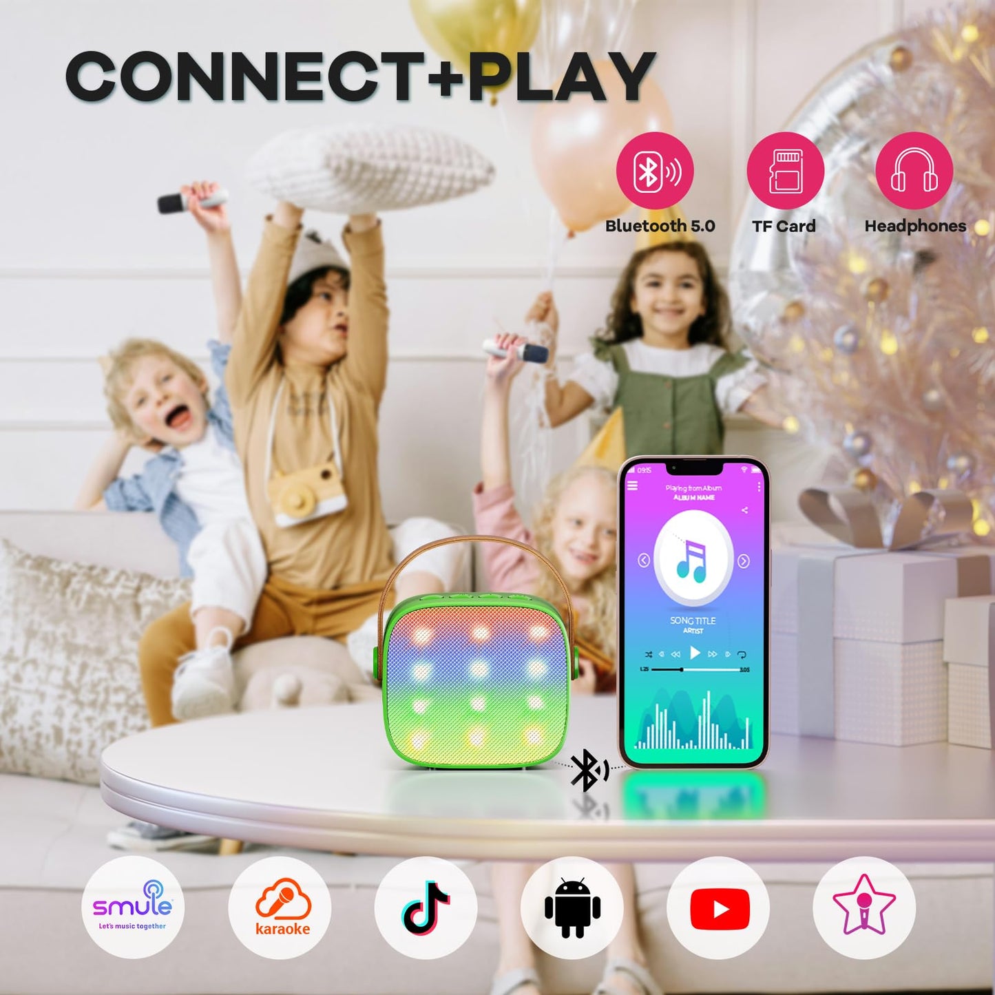 YLL Mini Karaoke Machine with 2 Wireless Microphones, TOP Kids Gifts for Girls Ages 3, 4, 5, 6, 7, 8, 9,10,11,12 +Year Old, 4-12 Years Old Birthday Toy Gift for Girls Boys Party (Purple)