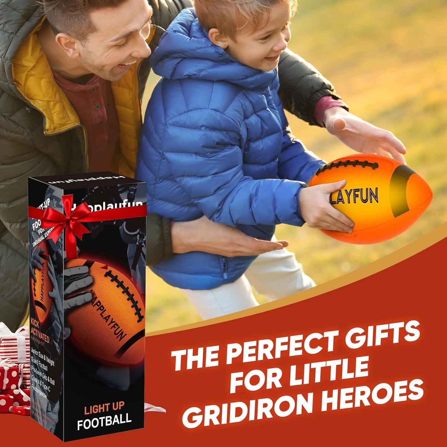 Light Up Football Gifts for Boys 8-12: LED Youth Glow in the Dark Footballs Size 6 Kids Games Cool Toys 8-13, Sports and Outdoor Birthday Gifts for 6 7 9 10 11 12 13 Year Old Boy Girl Teens