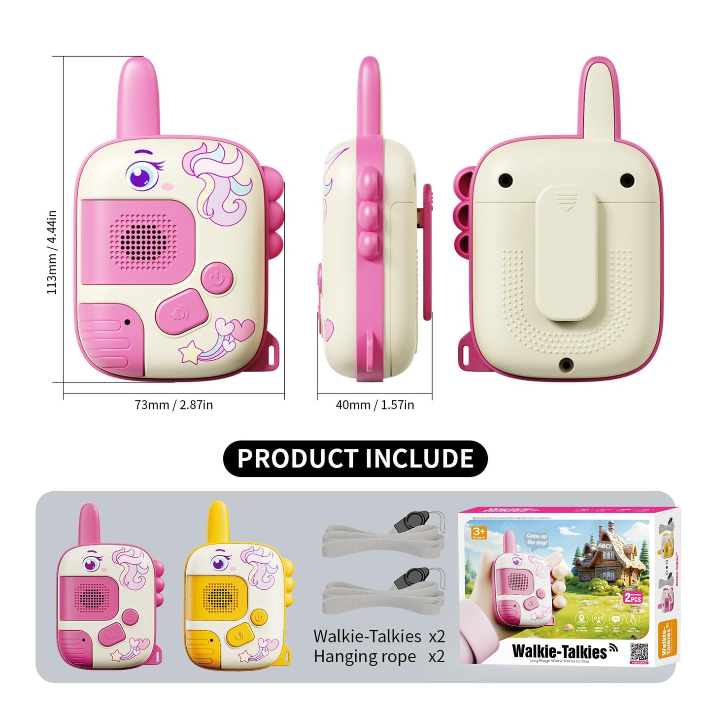 Walkie Talkies Toys for Girls:Unicorn Toys 2 Pack Birthday Gifts for 3 4 5-7 8 Year Old Girls Toy for 4 5 6 7 8-10 Year Old Camping Outdoor Games,Christmas Stocking Stuffers for Girls Kids