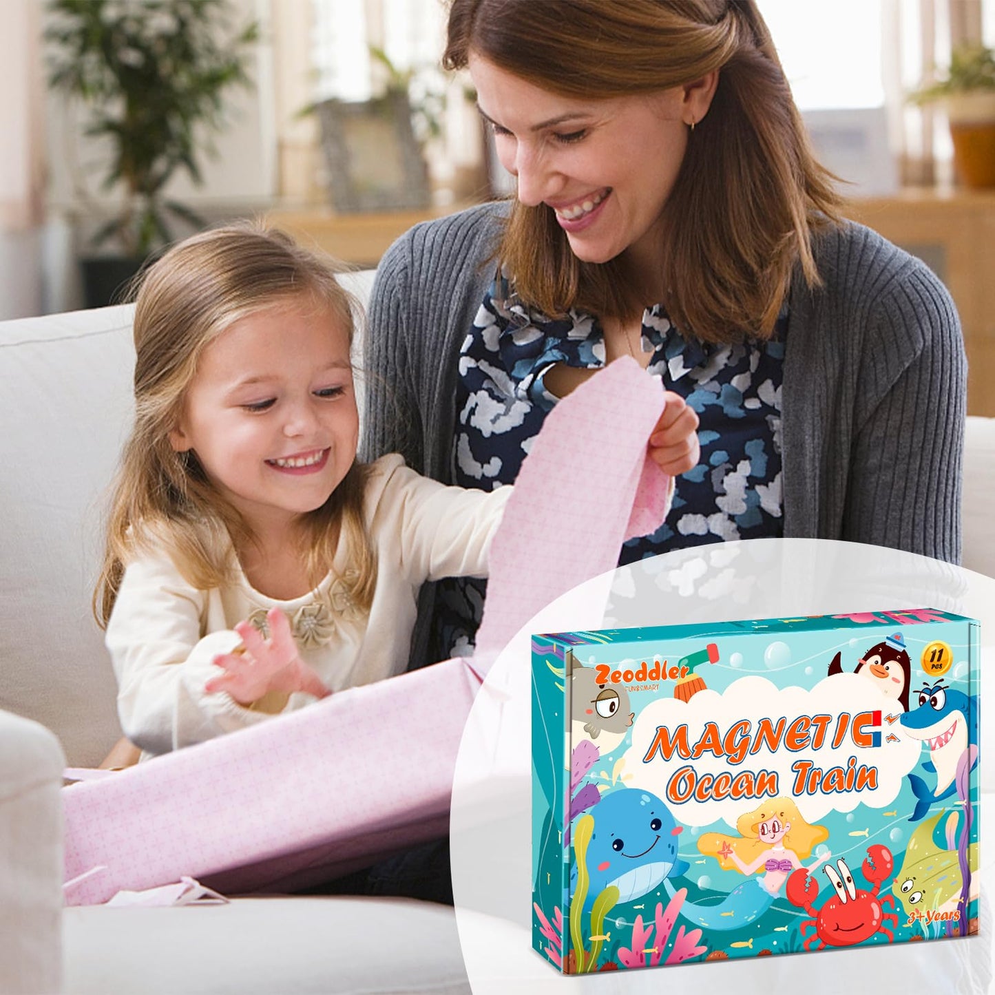 Toys for Toddlers, 11 Magnetic Wooden Animals Train Set, Montessori Toys for Toddlers, Preschool Learning Activities for Kids, Birthday Gifts for Boys, Girls