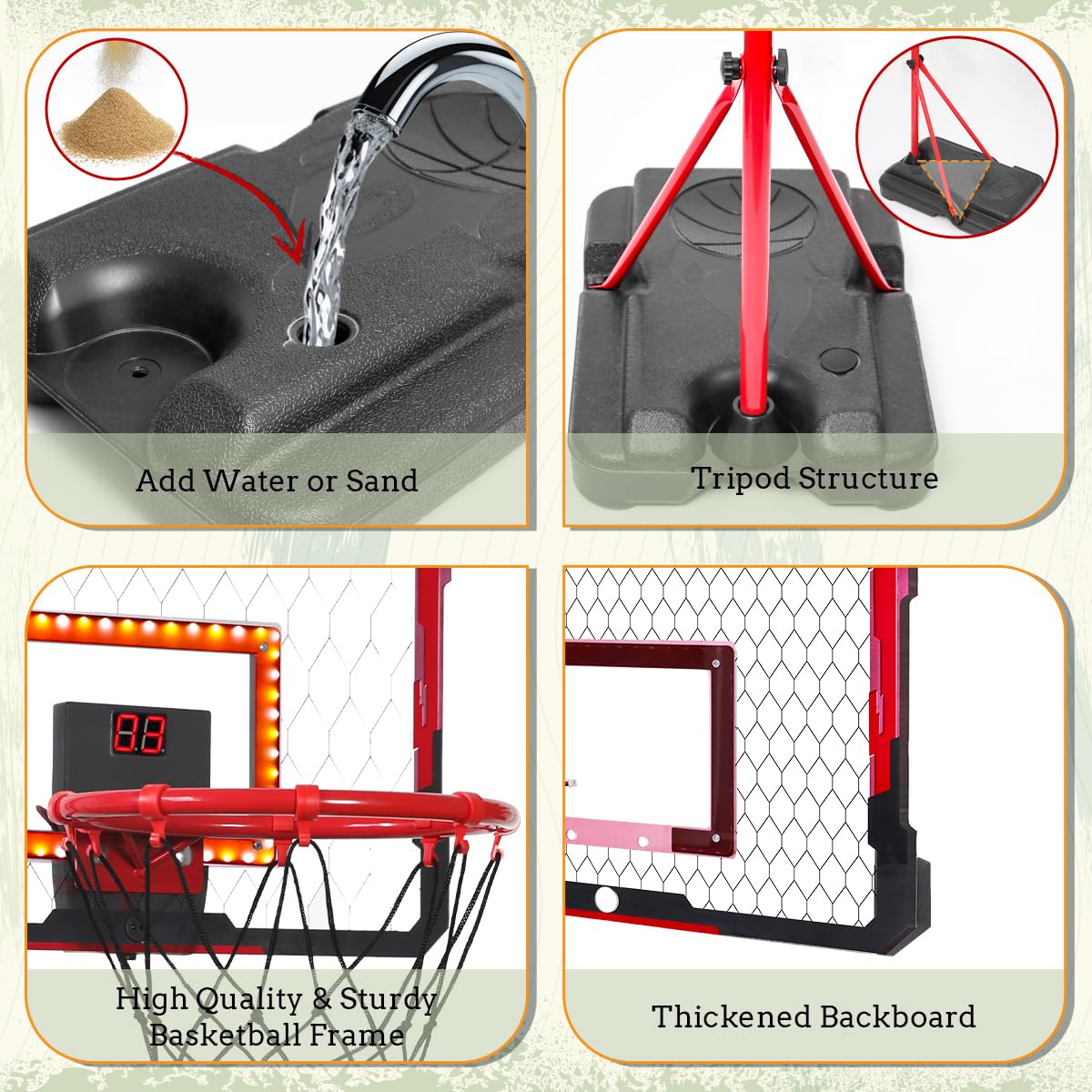 Meland Kids Basketball Hoop, Adjustable Height 3.4ft-6.2ft Toddler Basketball Hoop for Kids Basketball Goal Indoor Outdoor Toys Outside Toys for Boys 3-8