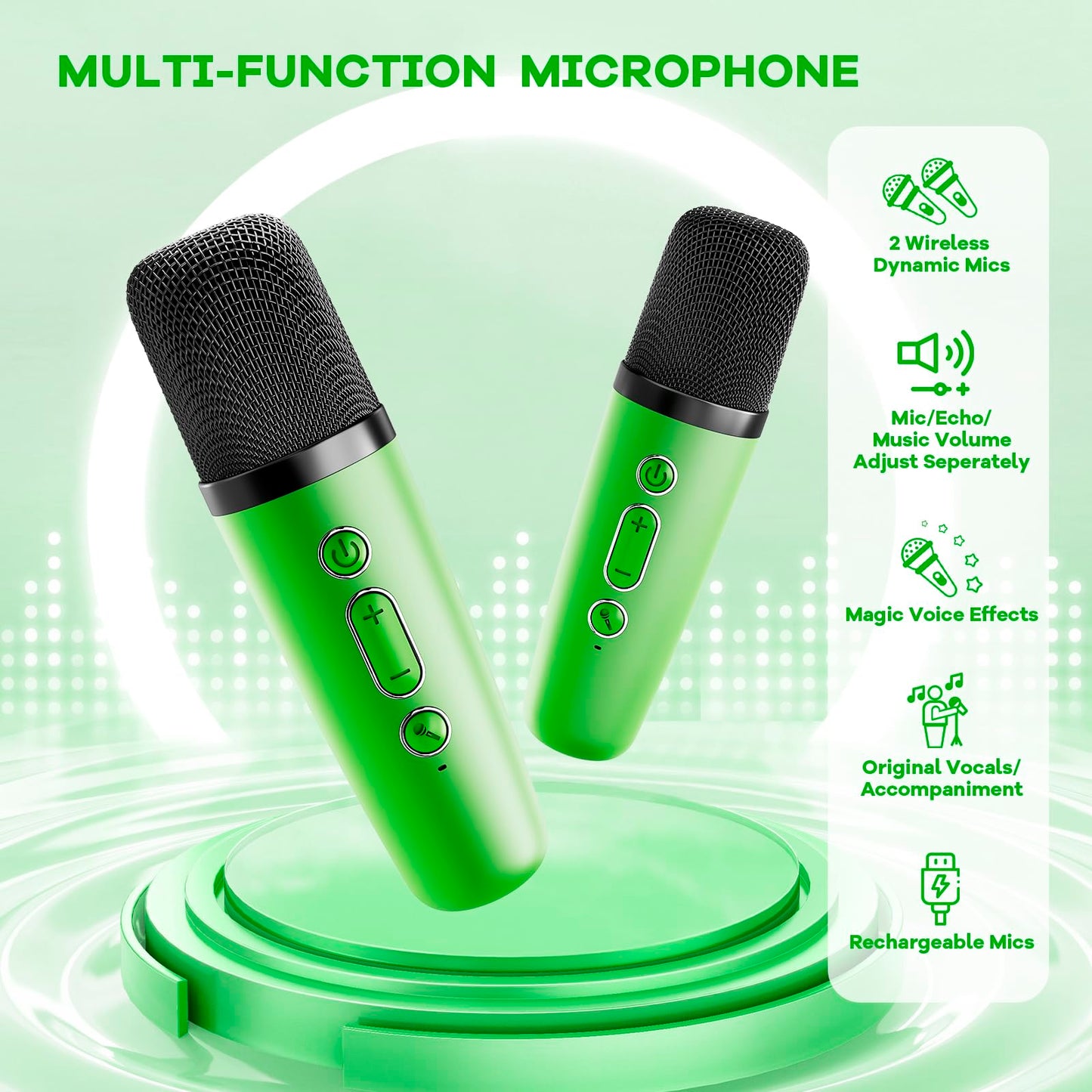 YLL Mini Karaoke Machine with 2 Wireless Microphones, TOP Kids Gifts for Girls Ages 3, 4, 5, 6, 7, 8, 9,10,11,12 +Year Old, 4-12 Years Old Birthday Toy Gift for Girls Boys Party (Purple)