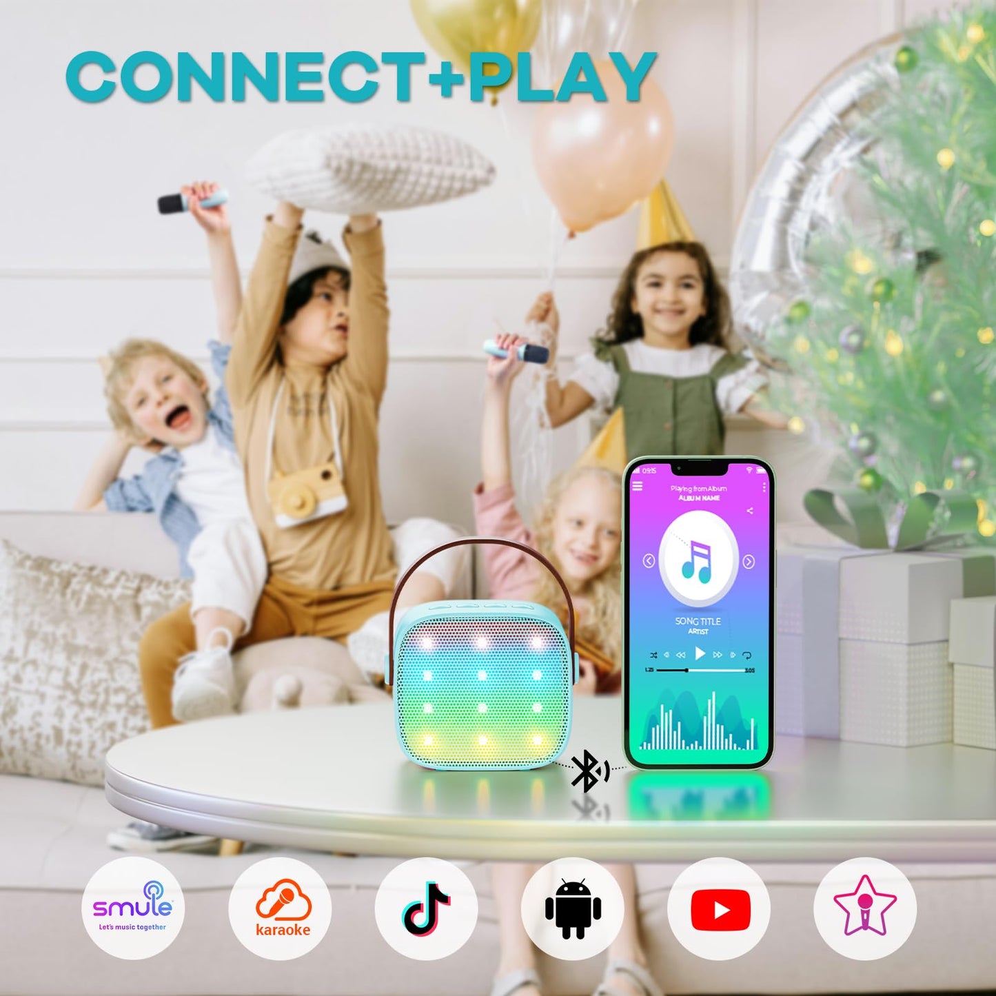 YLL Mini Karaoke Machine with 2 Wireless Microphones, TOP Kids Gifts for Girls Ages 3, 4, 5, 6, 7, 8, 9,10,11,12 +Year Old, 4-12 Years Old Birthday Toy Gift for Girls Boys Party (Purple)