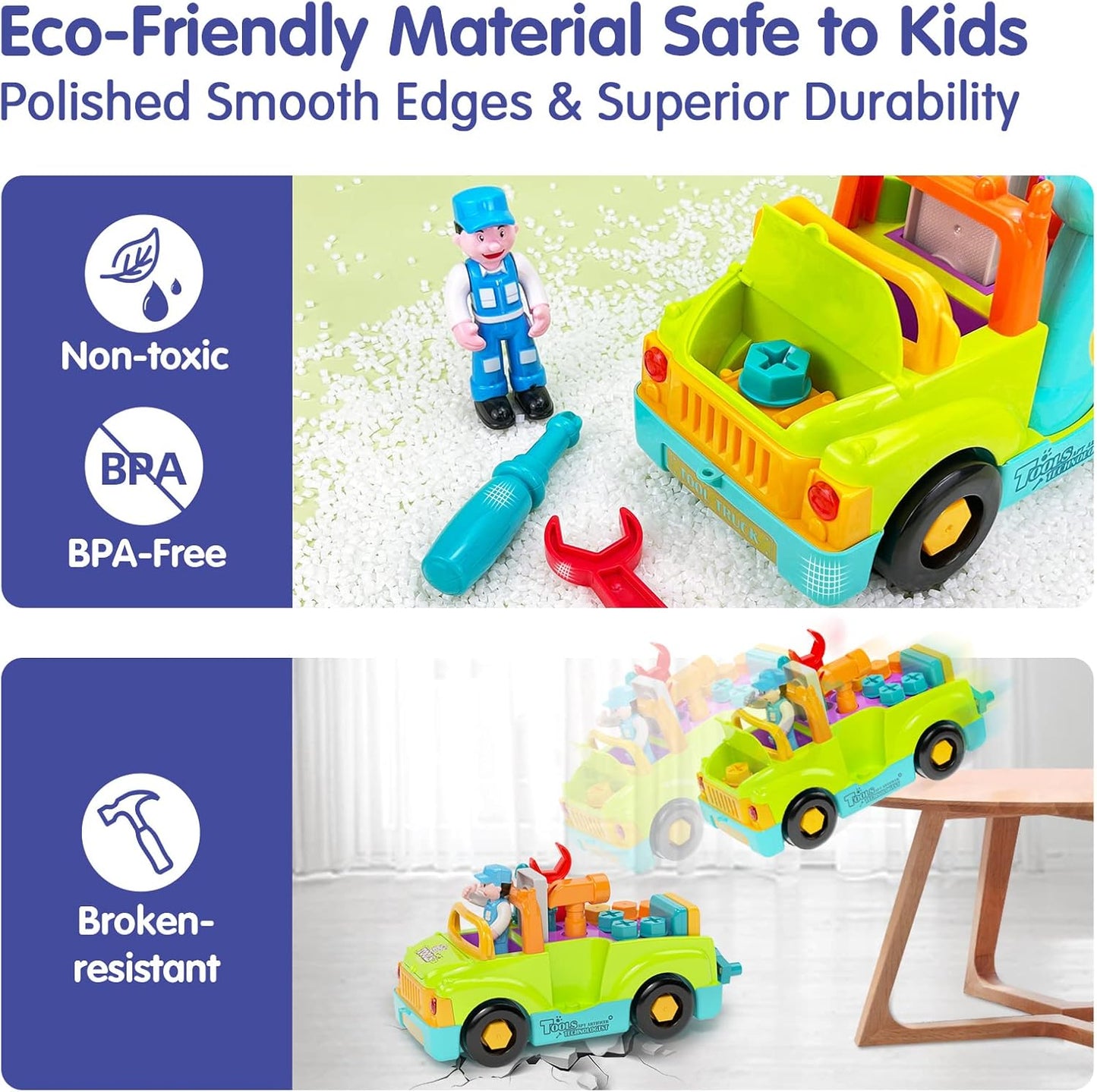 2 3 Year Old Boy Toys Birthday Gift, Toddler Toys 1-2-3 with Electric Drill, Toddler Tool Set, Learning Toys for Toddlers 1-3, Take Apart Toys for Ages 2-4 STEM Toys