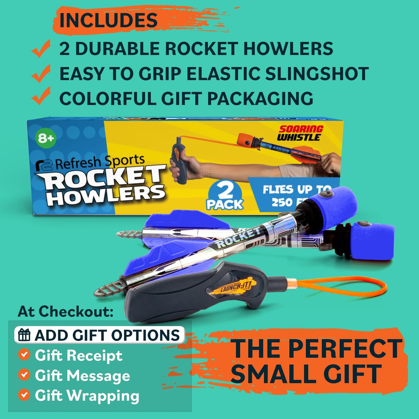 Toy Rocket Launcher for Kids: Slingshot Rockets Outdoor Toys & Beach Games - Water Summer Birthday Gifts for Boys & Girls All Ages 8 & Up - Pool Toys & Boy Gifts for 8 9 10 11 12 Year Old Gift Ideas