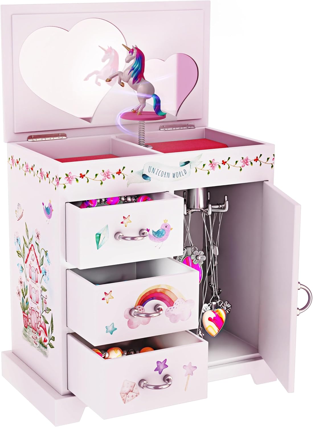 Unicorn Musical Jewelry Box for Kids - Gifts for Girls, Ages 3-8, Best Princess Room Toys Gift for Age 3, 4, 5, 6, 7, 8 Year Old Little Girl - Birthday Present Toy Ideas Music