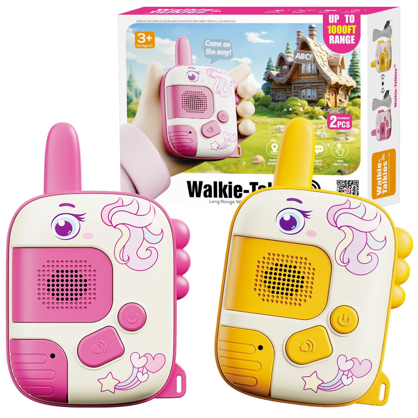 Walkie Talkies Toys for Girls:Unicorn Toys 2 Pack Birthday Gifts for 3 4 5-7 8 Year Old Girls Toy for 4 5 6 7 8-10 Year Old Camping Outdoor Games,Christmas Stocking Stuffers for Girls Kids