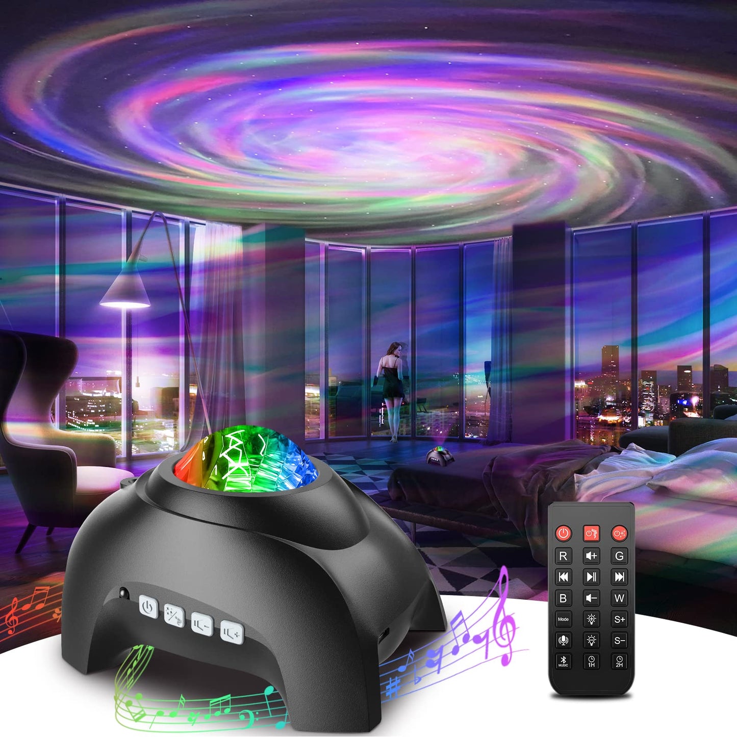 Rossetta Star Projector, Galaxy Projector for Bedroom, LED Night Light Aurora Projector with Bluetooth Speaker, White Noise, Timer and Remote, Room Decor, Gifts for Kids, Adults, Christmas, Birthday