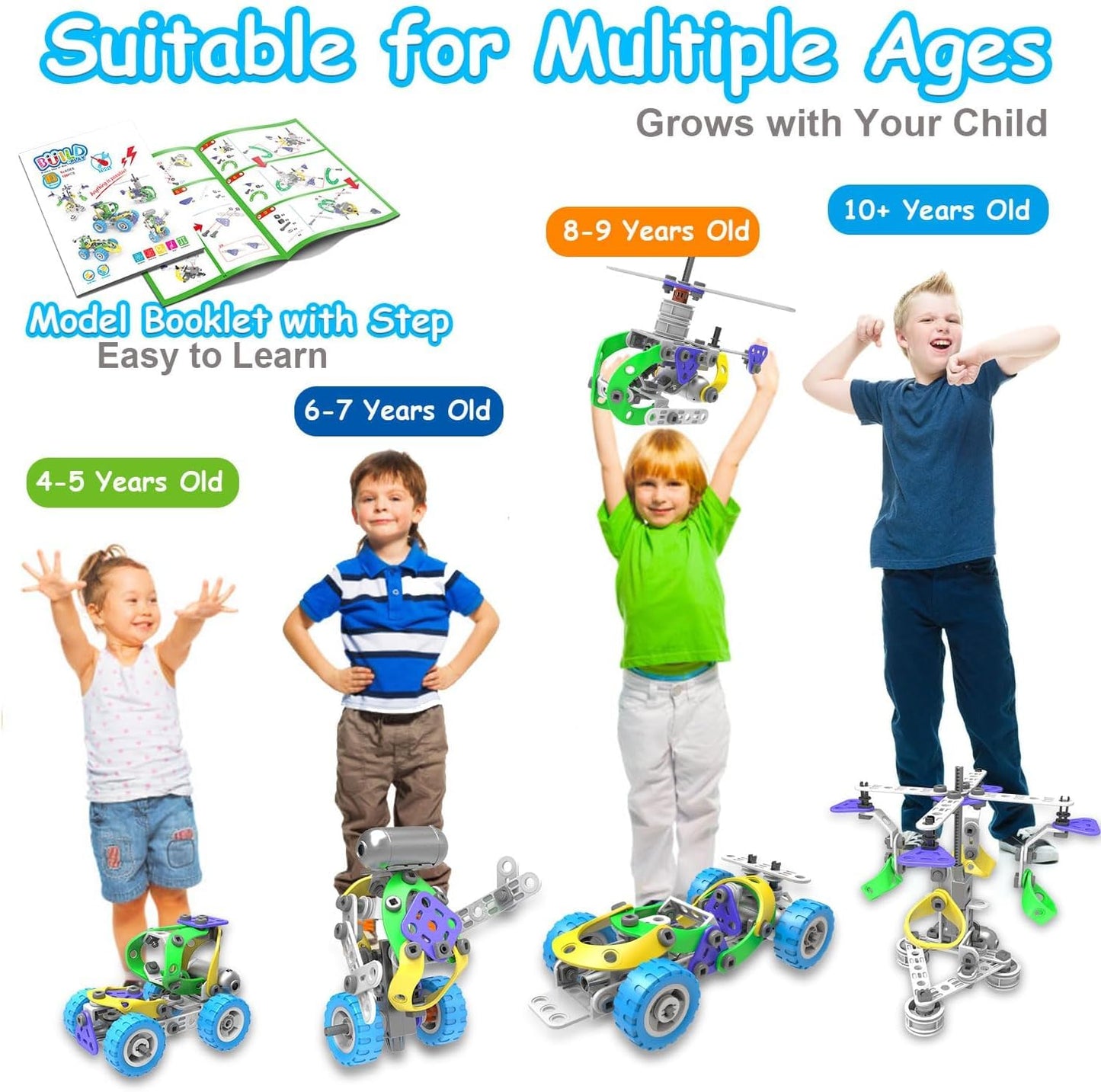 10 in 1 STEM Toys for 4 5 6 7 8+ Year Old Boy Girl Birthday Gifts Building Toys for Kids Ages 4-8 5-7 6-8 Educational Stem Activities for Boys 4-6 8-10 Construction Creative Games Holiday Idea Gift