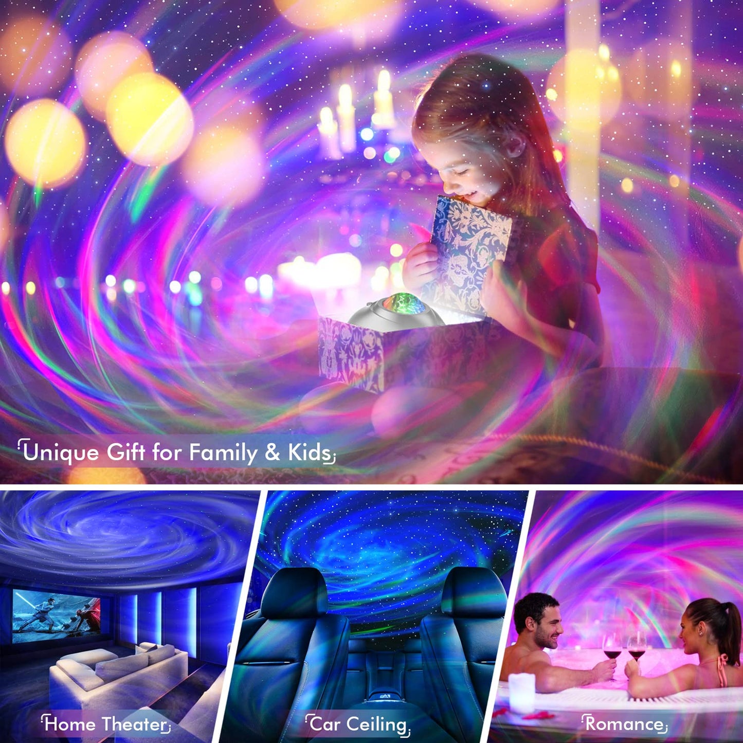 Rossetta Star Projector, Galaxy Projector for Bedroom, LED Night Light Aurora Projector with Bluetooth Speaker, White Noise, Timer and Remote, Room Decor, Gifts for Kids, Adults, Christmas, Birthday