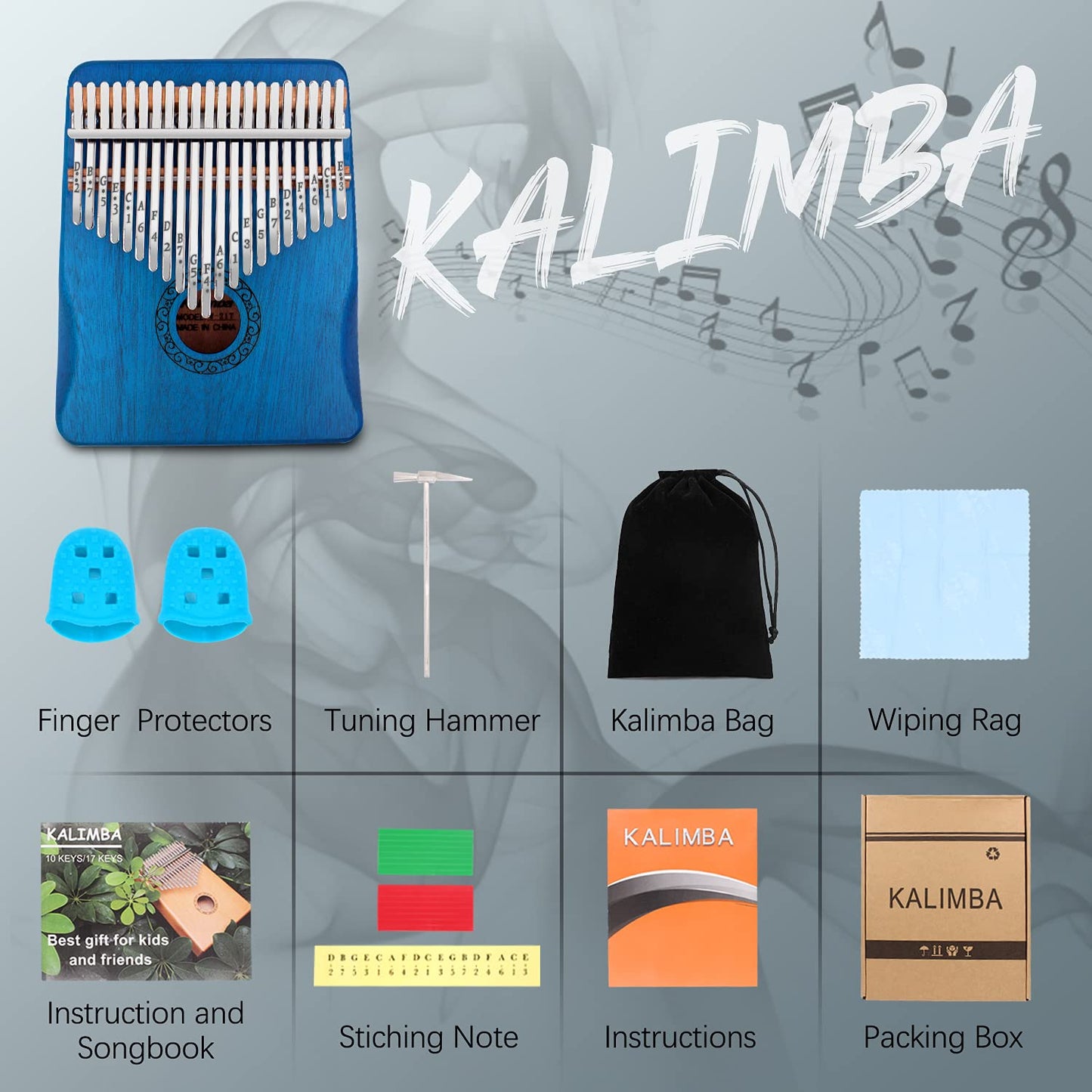 Kalimba Thumb Piano,YUNDIE Portable 17 Keys Mbira Finger Piano with Tune Hammer and Study Instruction,Musical Instruments Birthday Gift for Kid Adult Beginners Professional(Brown)