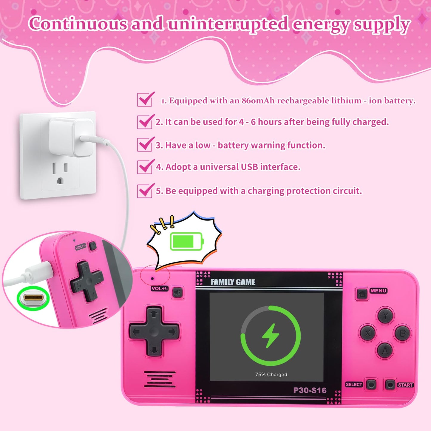 Handheld Game for Kids -Preloaded 220 Retro Video Games, Portable Gaming Player with Rechargeable Battery 3.0" LCD Screen, Mini Arcade Electronic Toy Gifts for Boys Girls (Blue)
