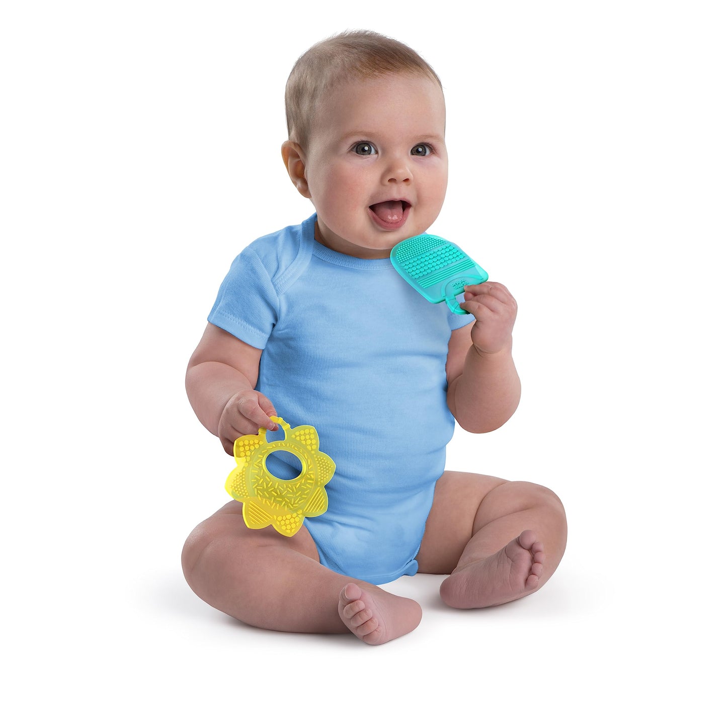 Bright Starts Grab & Spin Baby Rattle & BPA-Free Teether Toy, Ages 3 Months+