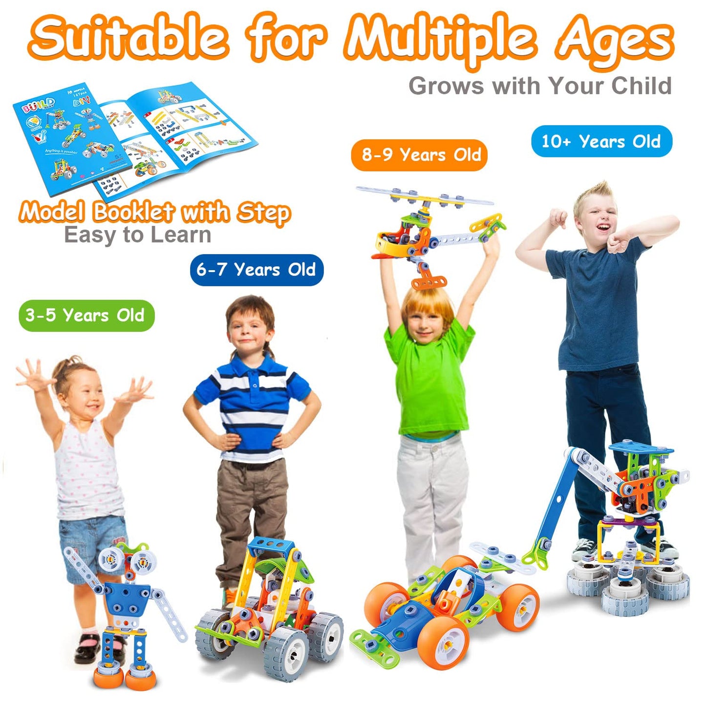 10 in 1 STEM Toys for 4 5 6 7 8+ Year Old Boy Girl Birthday Gifts Building Toys for Kids Ages 4-8 5-7 6-8 Educational Stem Activities for Boys 4-6 8-10 Construction Creative Games Holiday Idea Gift