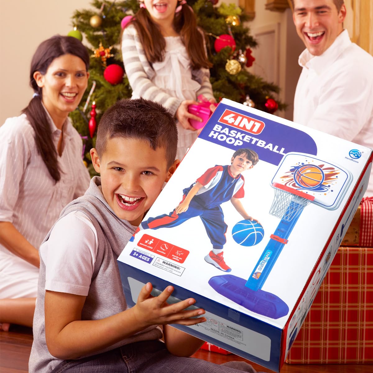 Meland Kids Basketball Hoop, Adjustable Height 3.4ft-6.2ft Toddler Basketball Hoop for Kids Basketball Goal Indoor Outdoor Toys Outside Toys for Boys 3-8