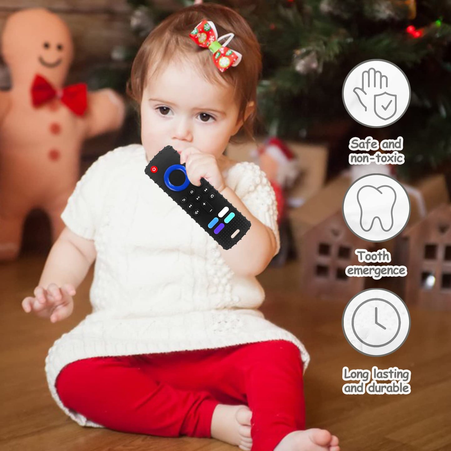 YAPROMO Baby Teething Toys,Reomte Teether Toys, Silicone Chew Toy for Babies 18+ Months, Remote Control Shape Teething Toys, Early Educational Toy BPA Free & Refrigerator Safe (Black02 & Pink01)
