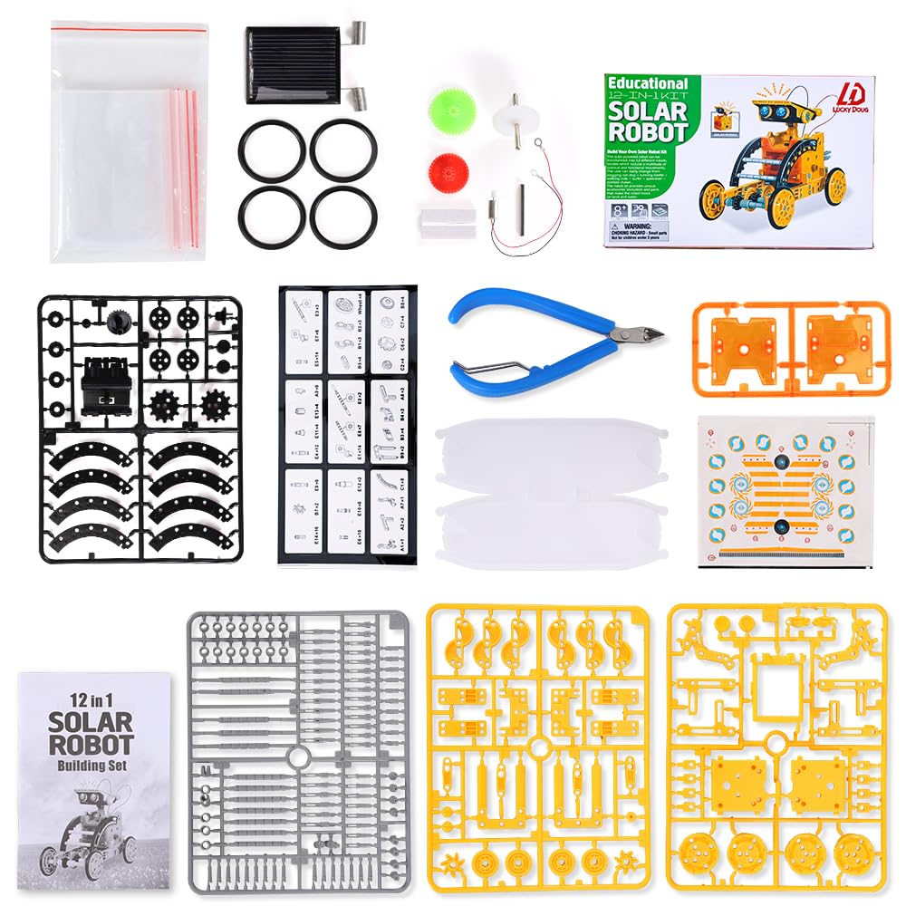 Lucky Doug Toys for Ages 8-13, 12-in-1 STEM Solar Robot Kit Toys Gifts for Kids 8 9 10 11 12 13 Years Old, Educational Building Science Experiment Set Birthday for Kids Boys Girls