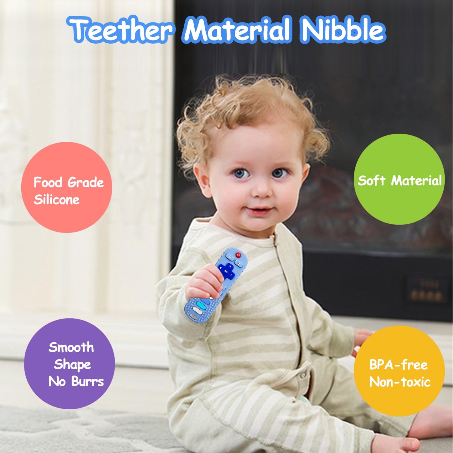 YAPROMO Baby Teething Toys,Reomte Teether Toys, Silicone Chew Toy for Babies 18+ Months, Remote Control Shape Teething Toys, Early Educational Toy BPA Free & Refrigerator Safe (Black02 & Pink01)