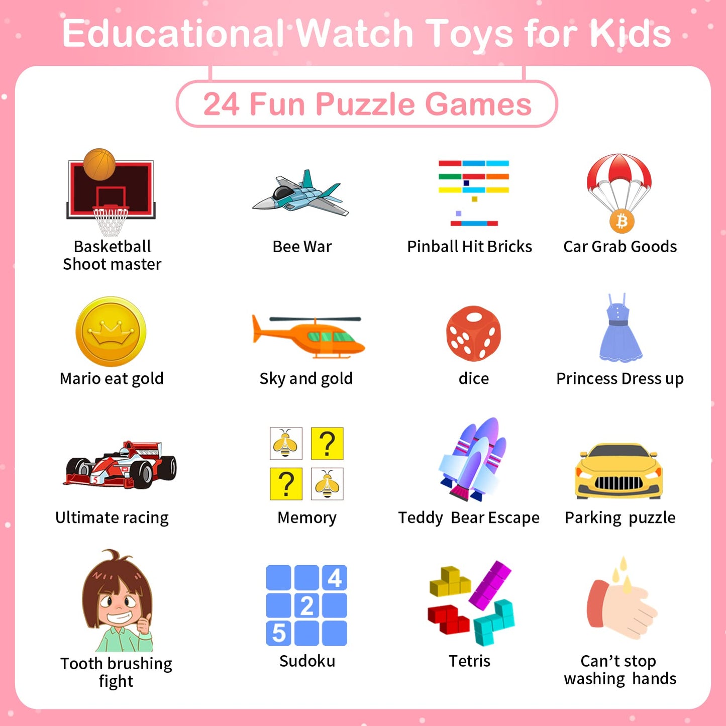 Phyulls Smart Watch for Kids with 24 Games Alarm Clock, Touchscreen, Calendaring Camera Music Player Time Display Video & Audio Recording, Toys for 3-12 Years Old Boys