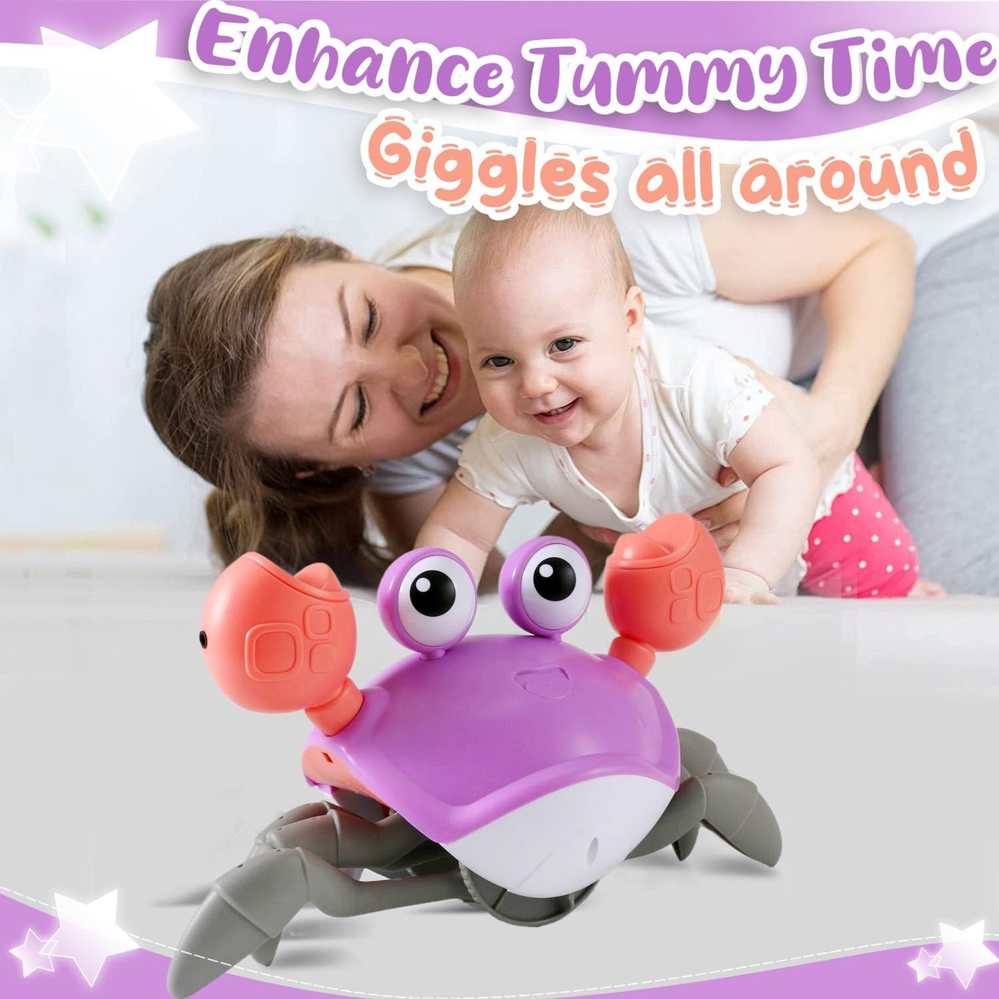control future Crawling Crab Baby Toy - Infant Tummy Time Toys 3 4 5 6 7 8 9 10 11 12 Babies Boy 3-6 6-12 Learning Crawl 9-12 12-18 Walking Toddler 36 Months Old Music Development 1st Birthday Gifts