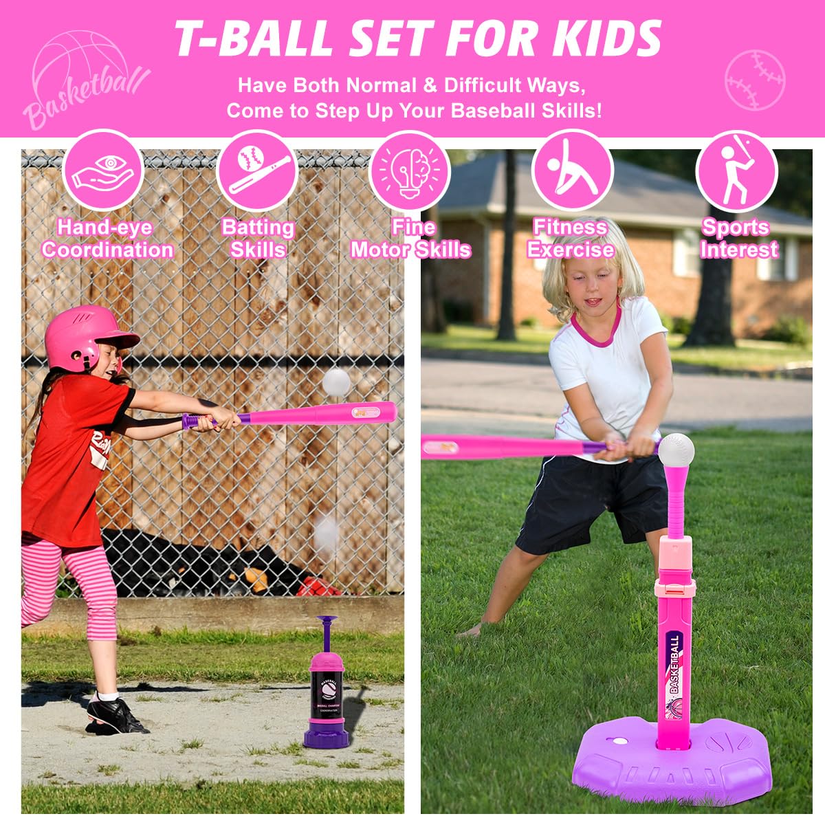 Meland Kids Basketball Hoop, Adjustable Height 3.4ft-6.2ft Toddler Basketball Hoop for Kids Basketball Goal Indoor Outdoor Toys Outside Toys for Boys 3-8