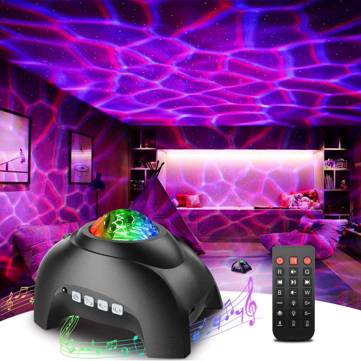 Rossetta Star Projector, Galaxy Projector for Bedroom, LED Night Light Aurora Projector with Bluetooth Speaker, White Noise, Timer and Remote, Room Decor, Gifts for Kids, Adults, Christmas, Birthday