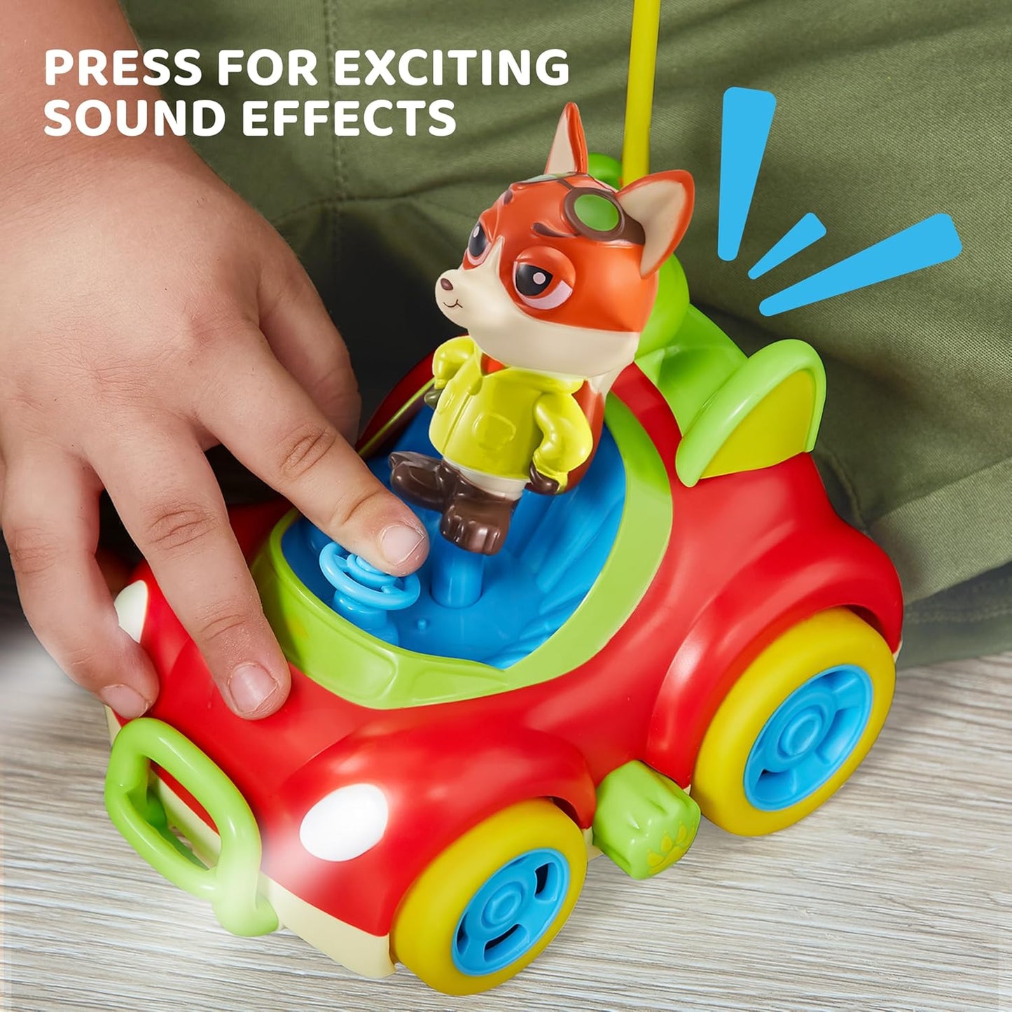 Remote Control Car for Toddlers, 2 Pack RC Cars with Figure Bump & Ejection Play, Kids Cartoon Toys with LED Lights, Music, Volume Control, Christmas Birthday Gift for Boys & Girls