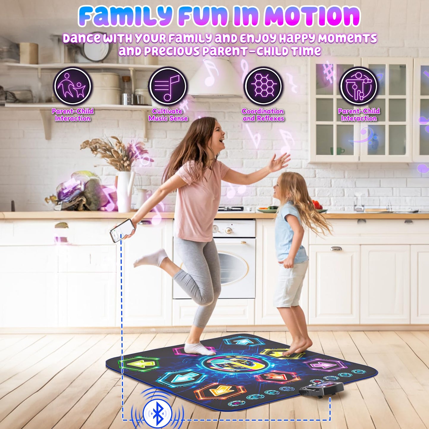 Dance Mat for 3-12 Year Old Girls, Electronic Dance Pad with 8 Button & Wireless Bluetooth, Music Dance Toy Birthday Xmas Gifts for Kids 3 4 5 6 7 8 9 10+ Year Old