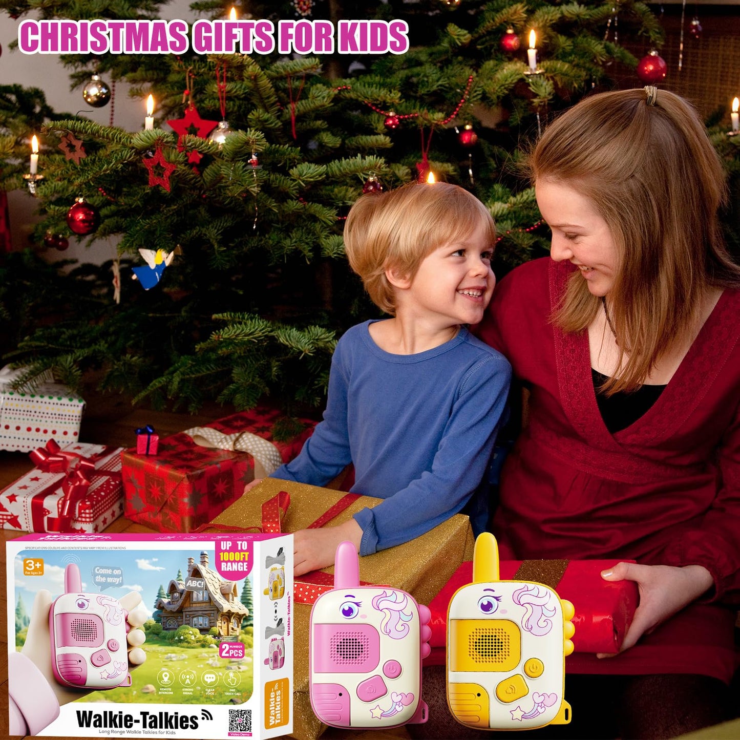 Walkie Talkies Toys for Girls:Unicorn Toys 2 Pack Birthday Gifts for 3 4 5-7 8 Year Old Girls Toy for 4 5 6 7 8-10 Year Old Camping Outdoor Games,Christmas Stocking Stuffers for Girls Kids