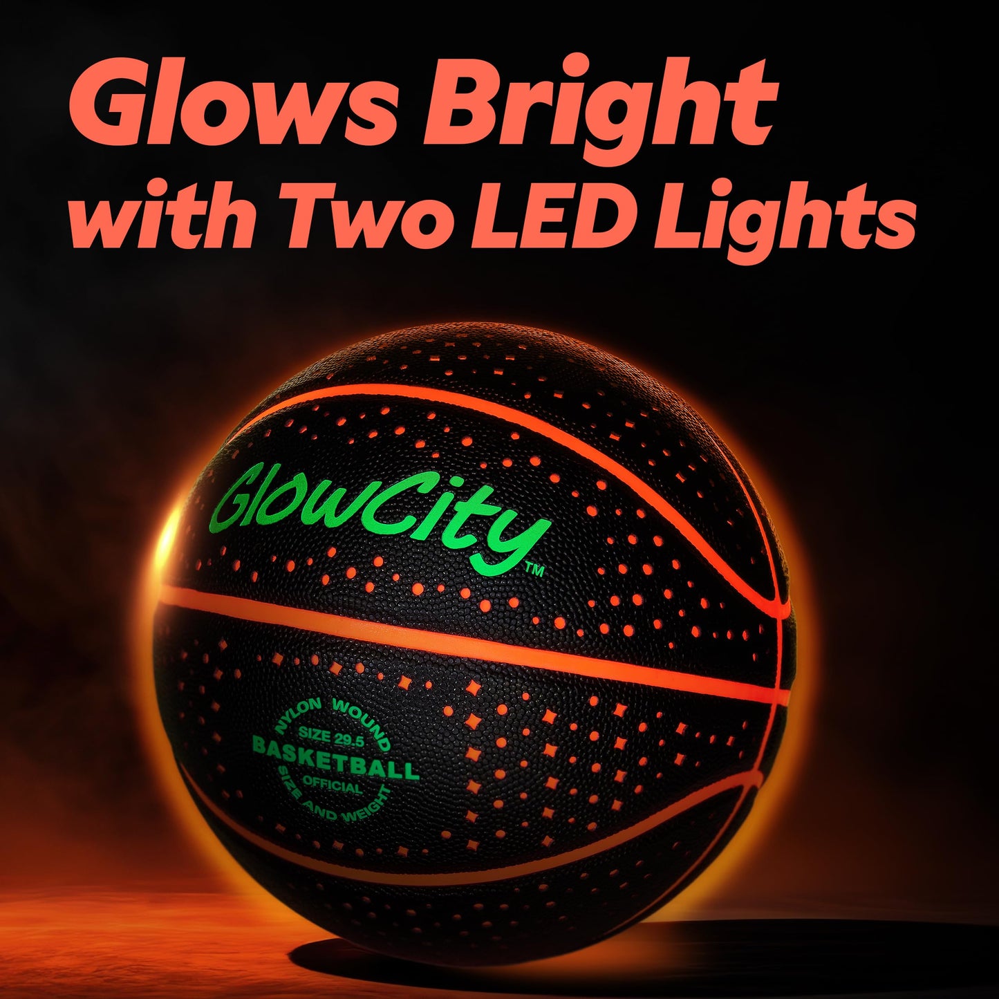 GlowCity Glow in The Dark Basketball for Teen Boy - Glowing Red Basket Ball, Light Up LED Toy for Night Ball Games - Sports Stuff & Gadgets for Kids Age 8 Years Old and Up. Great Gift for Boys & Girls