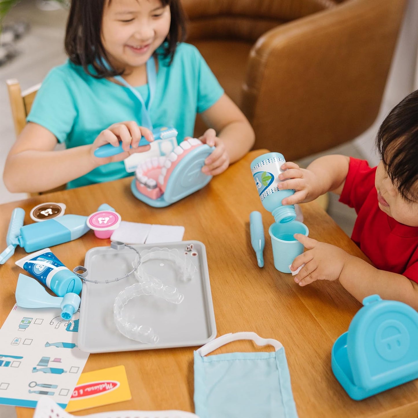 Melissa & Doug Super Smile Dentist Kit With Pretend Play Set of Teeth And Dental Accessories (25 Toy Pieces) Pretend Dentist Play Set, For Kids Ages 3+