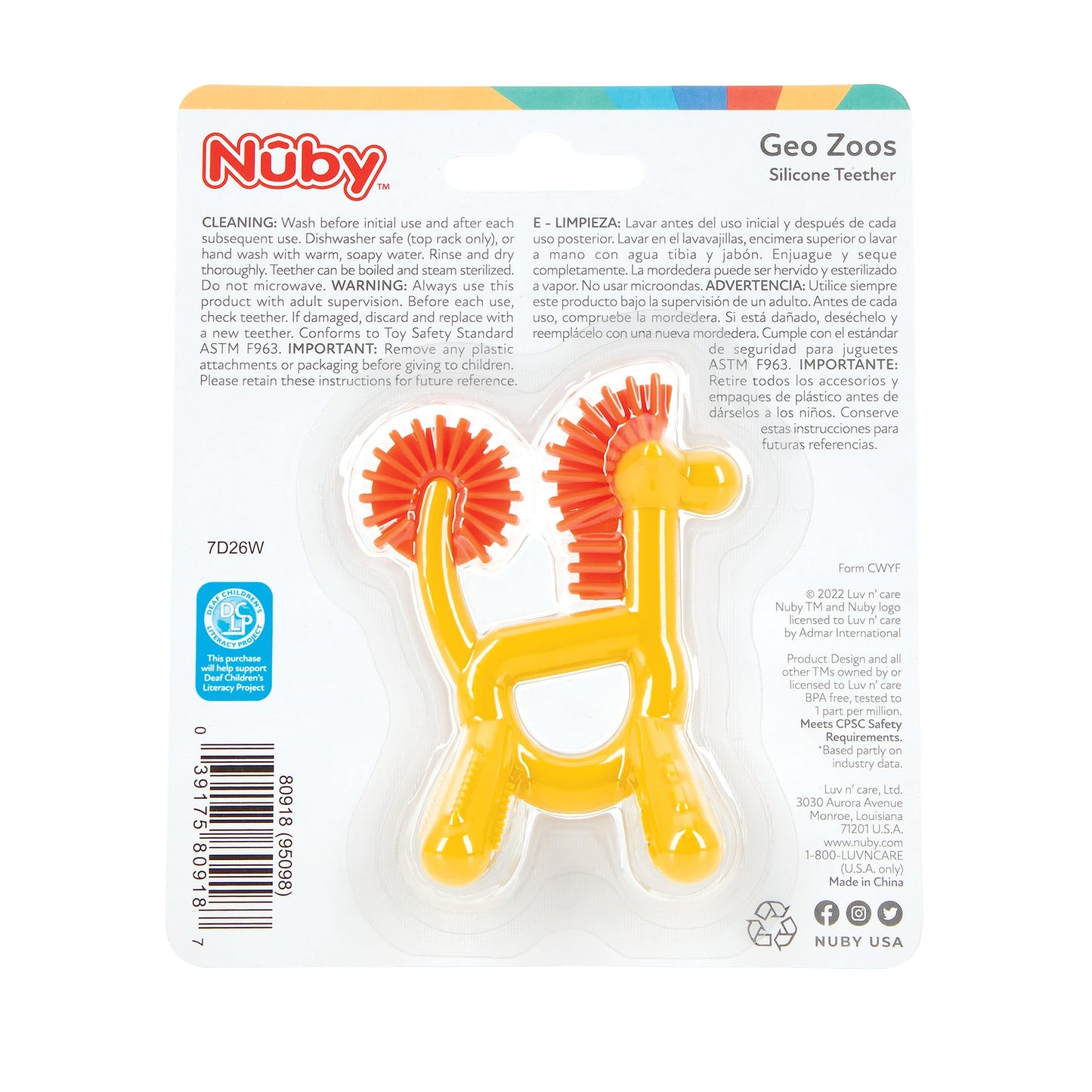 Nuby Geo Zoos Massaging Teether - Baby Teething Toy - Soft Easy Grip - 3+ Months - Elephant