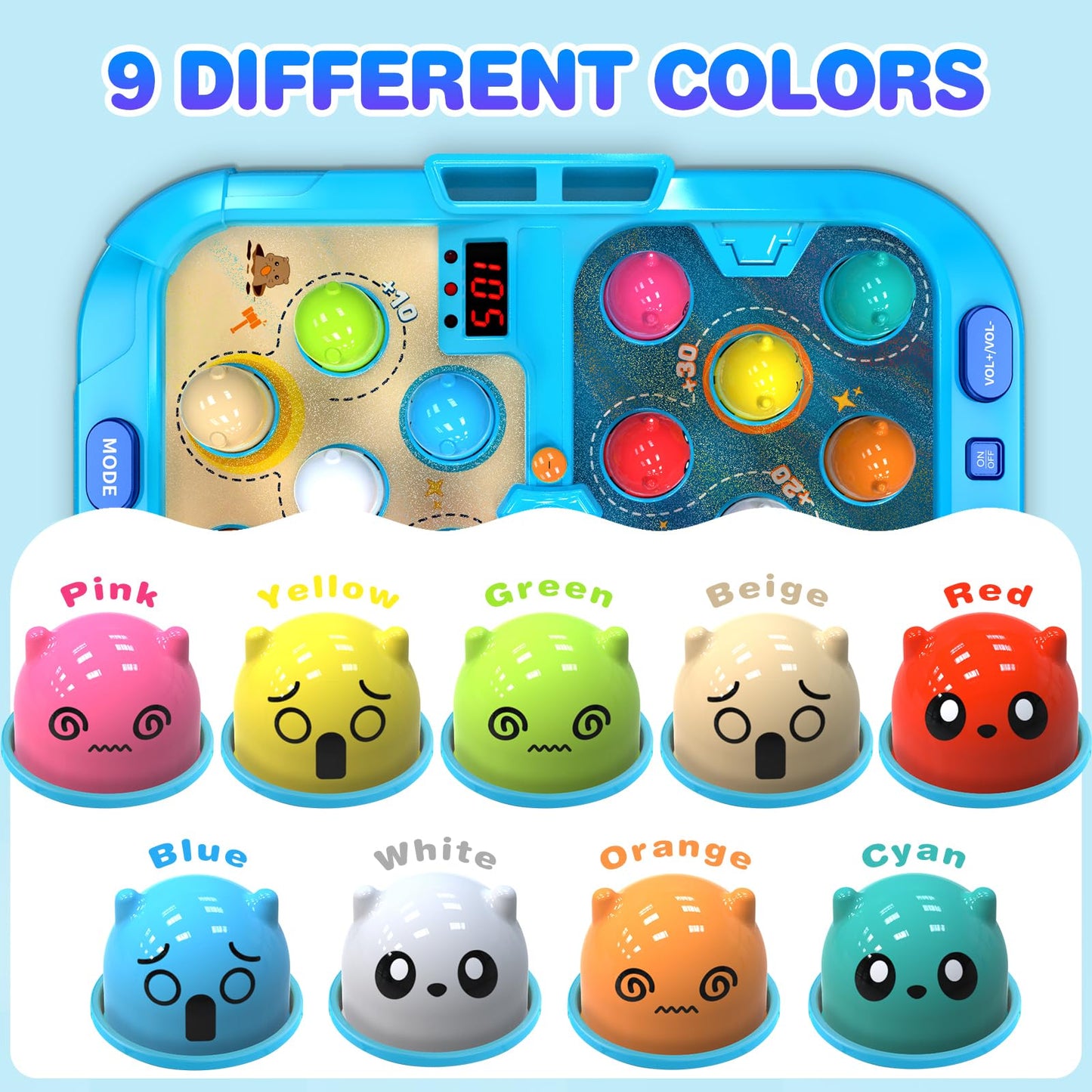 HopeRock Toys for 2 3 4 5 Year Old Boy,Toddler Toys Age 2-4, Whack A Frog Game,with 5 Modes,45 Levels,9 Music Spray and Light-up, Baby Toy Gifts for Early Learning, Birthday Gift for Toddler Boy Toys