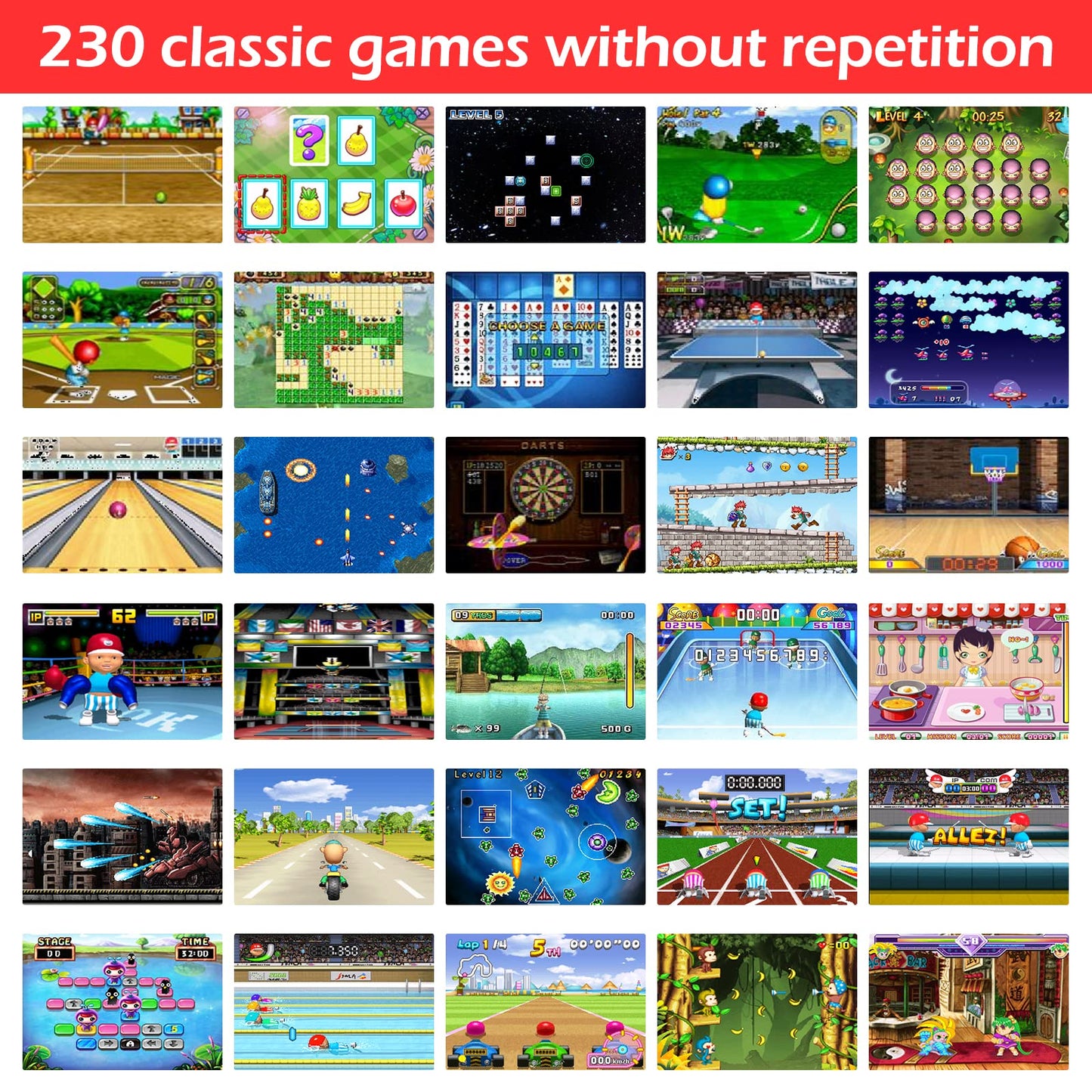 16 Bit Handheld Game for Kids Adults, 3.0'' Large Screen Preloaded 230 HD Classic Retro Video Games with USB Rechargeable Battery & 3 Game Cartridges for Birthday Gift for Kids 4-12 (Blue)
