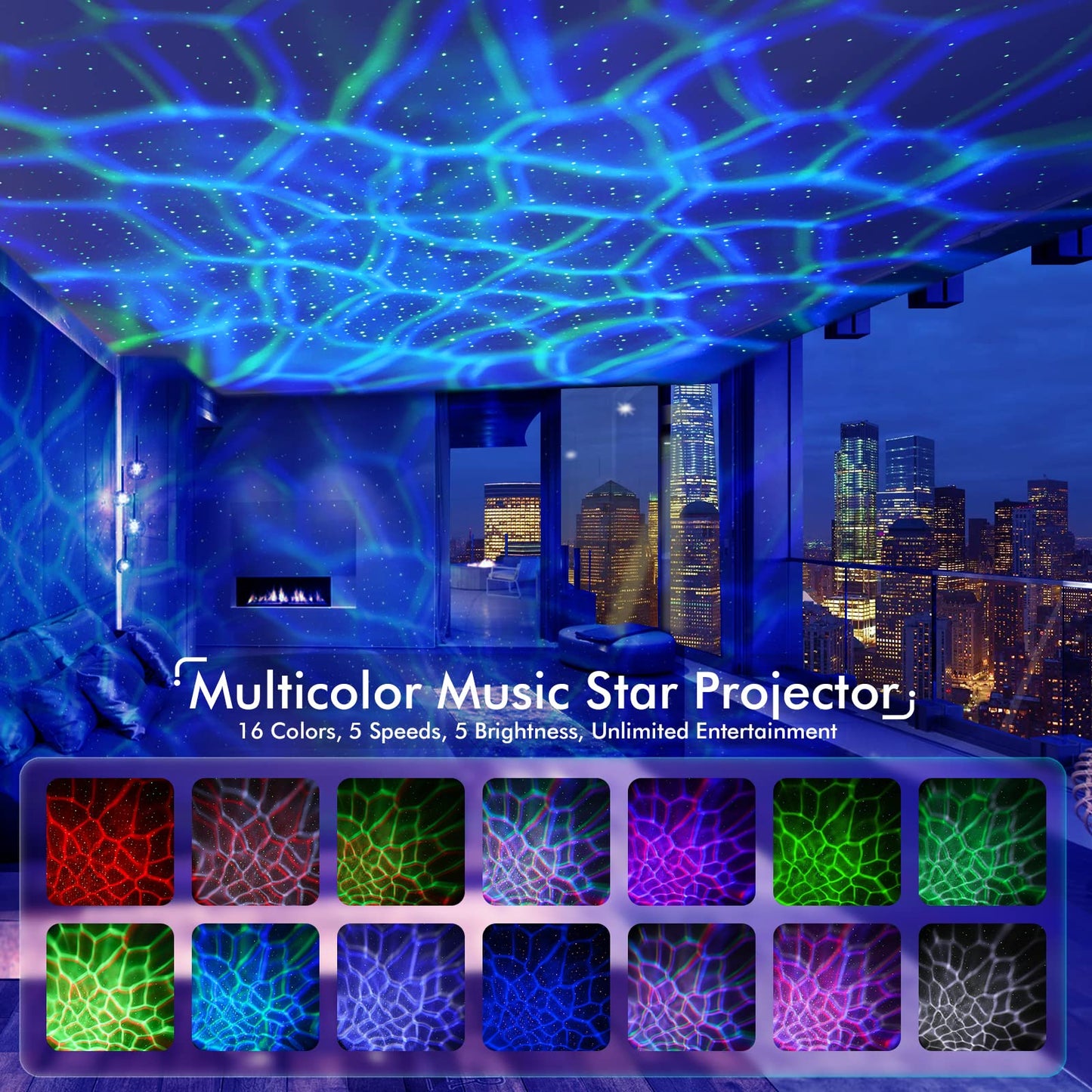 Rossetta Star Projector, Galaxy Projector for Bedroom, LED Night Light Aurora Projector with Bluetooth Speaker, White Noise, Timer and Remote, Room Decor, Gifts for Kids, Adults, Christmas, Birthday