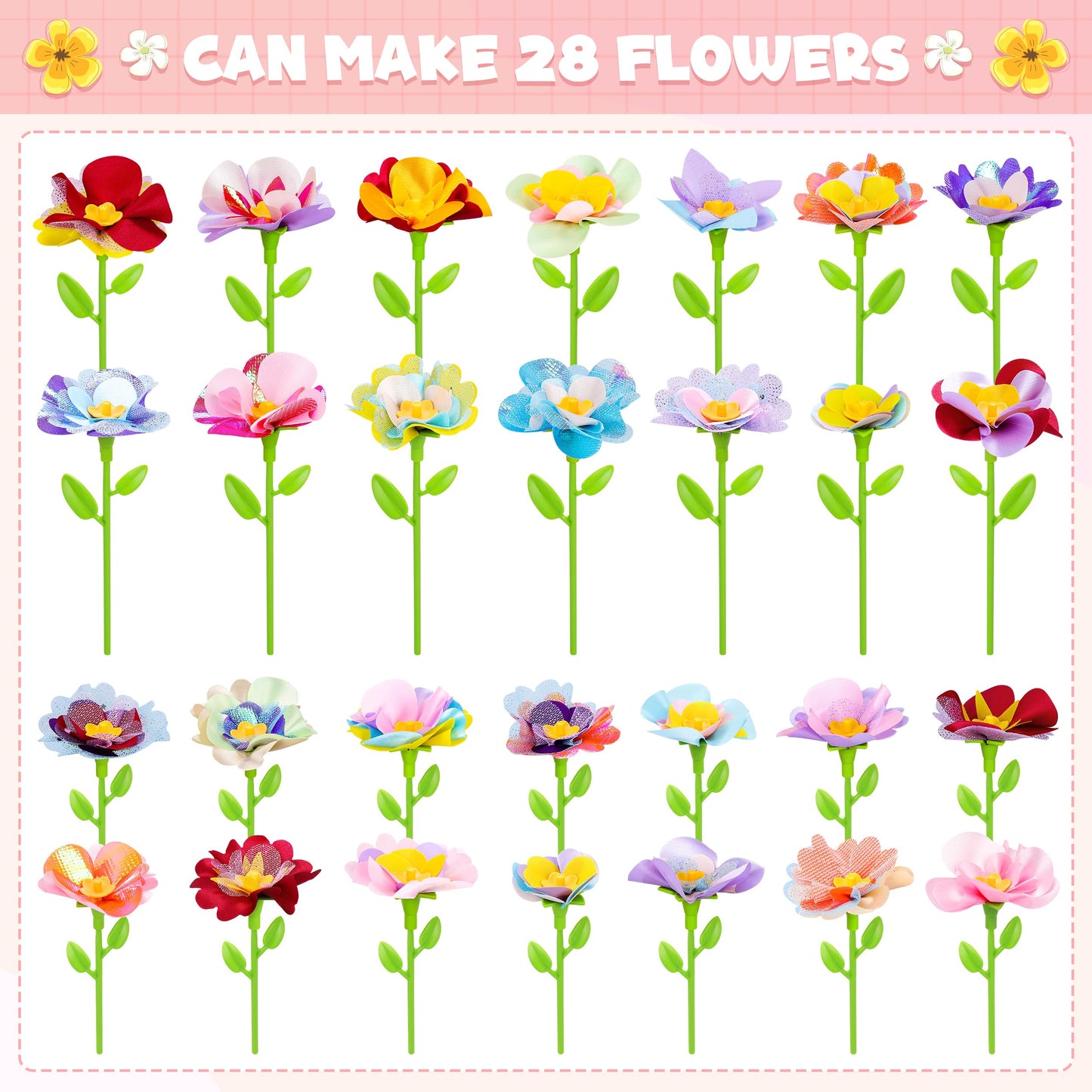 Fabric Flower Bouquets Toys, DIY Craft Kits Toys for Kids - Flower Market Toy, Build Your Flower Bouquet, Arts & Crafts for 4 5 6 7 8 Year Toddler Girl, Educational Activity Preschool B-Day Gifts