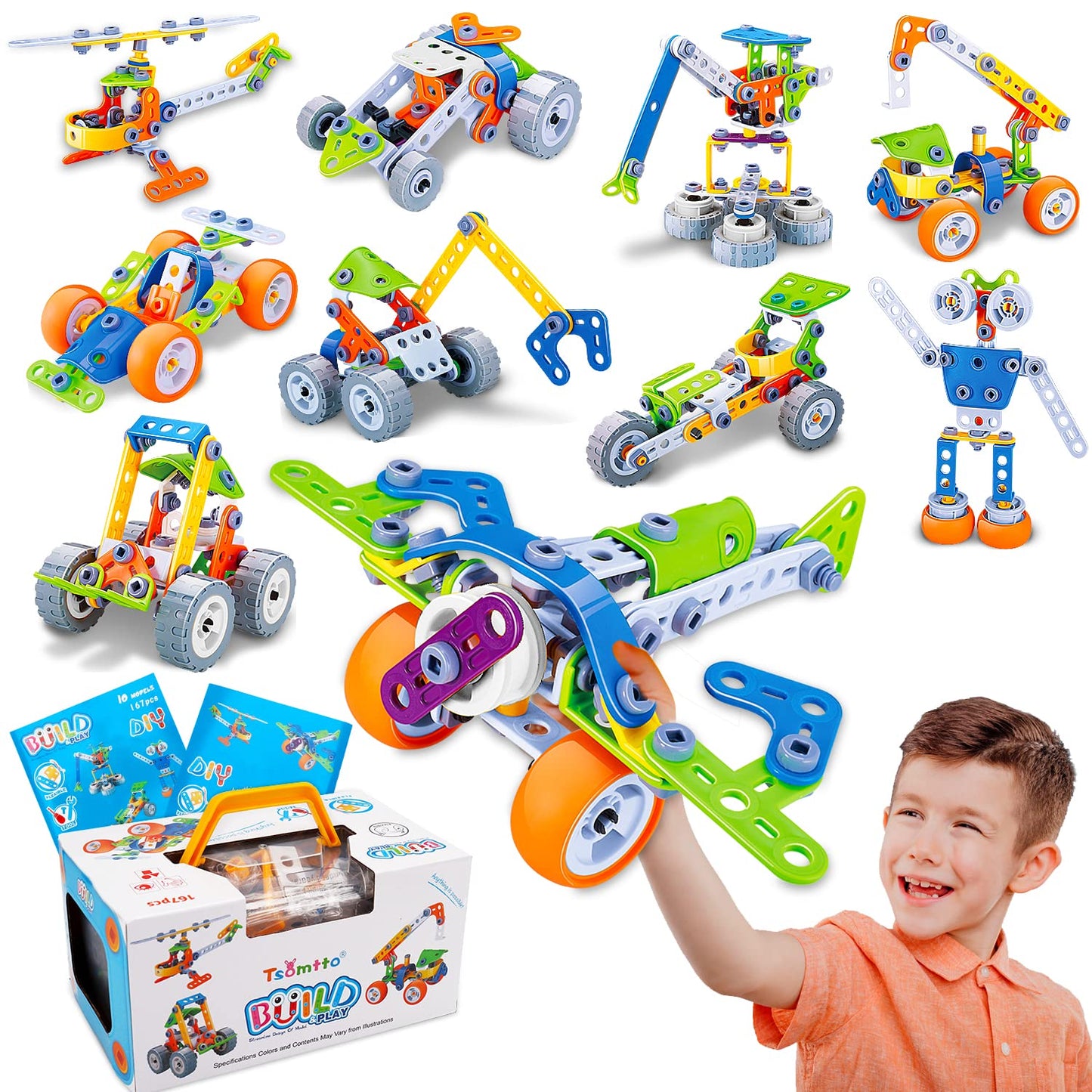 10 in 1 STEM Toys for 4 5 6 7 8+ Year Old Boy Girl Birthday Gifts Building Toys for Kids Ages 4-8 5-7 6-8 Educational Stem Activities for Boys 4-6 8-10 Construction Creative Games Holiday Idea Gift