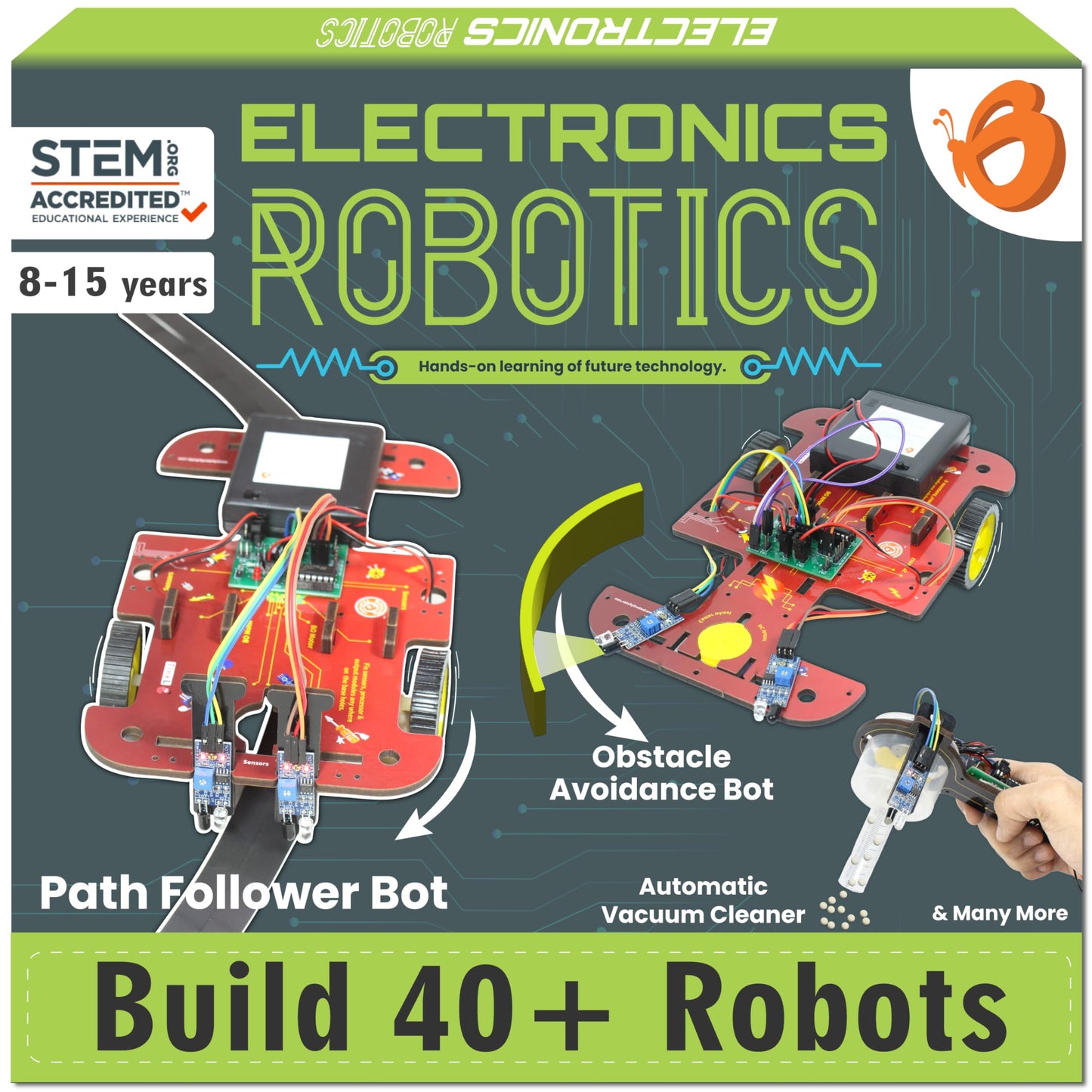 Butterfly Edufields 10in1 STEM Robotics Kit for Kids 8-12-14, Robot Kit for 8-10, Electronics for Kids 8-12, Engineering Kits for Kids Age 8-12, Science Kits for Kids Age 12-14, Circuit Board for Kids