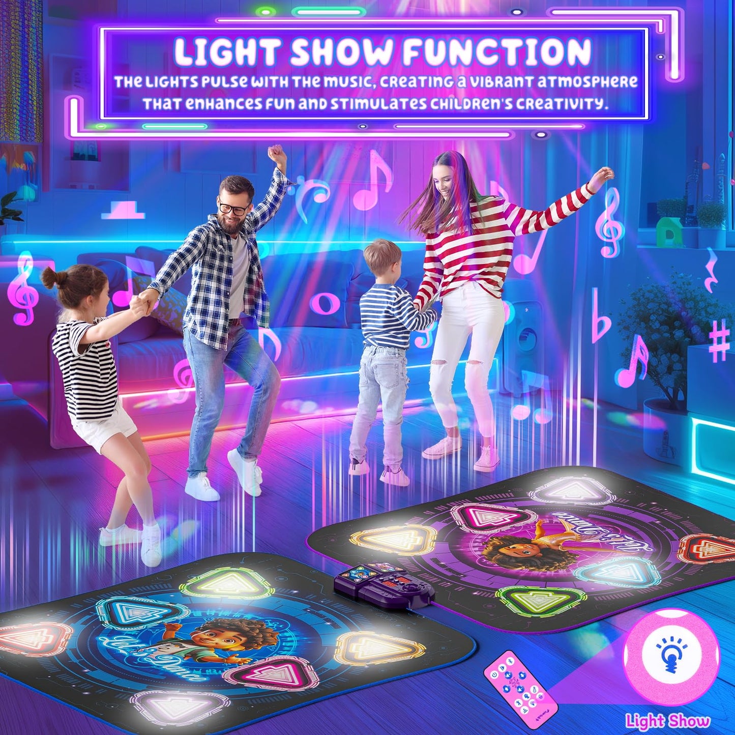 Dance Mat for 3-12 Year Old Girls, Electronic Dance Pad with 8 Button & Wireless Bluetooth, Music Dance Toy Birthday Xmas Gifts for Kids 3 4 5 6 7 8 9 10+ Year Old